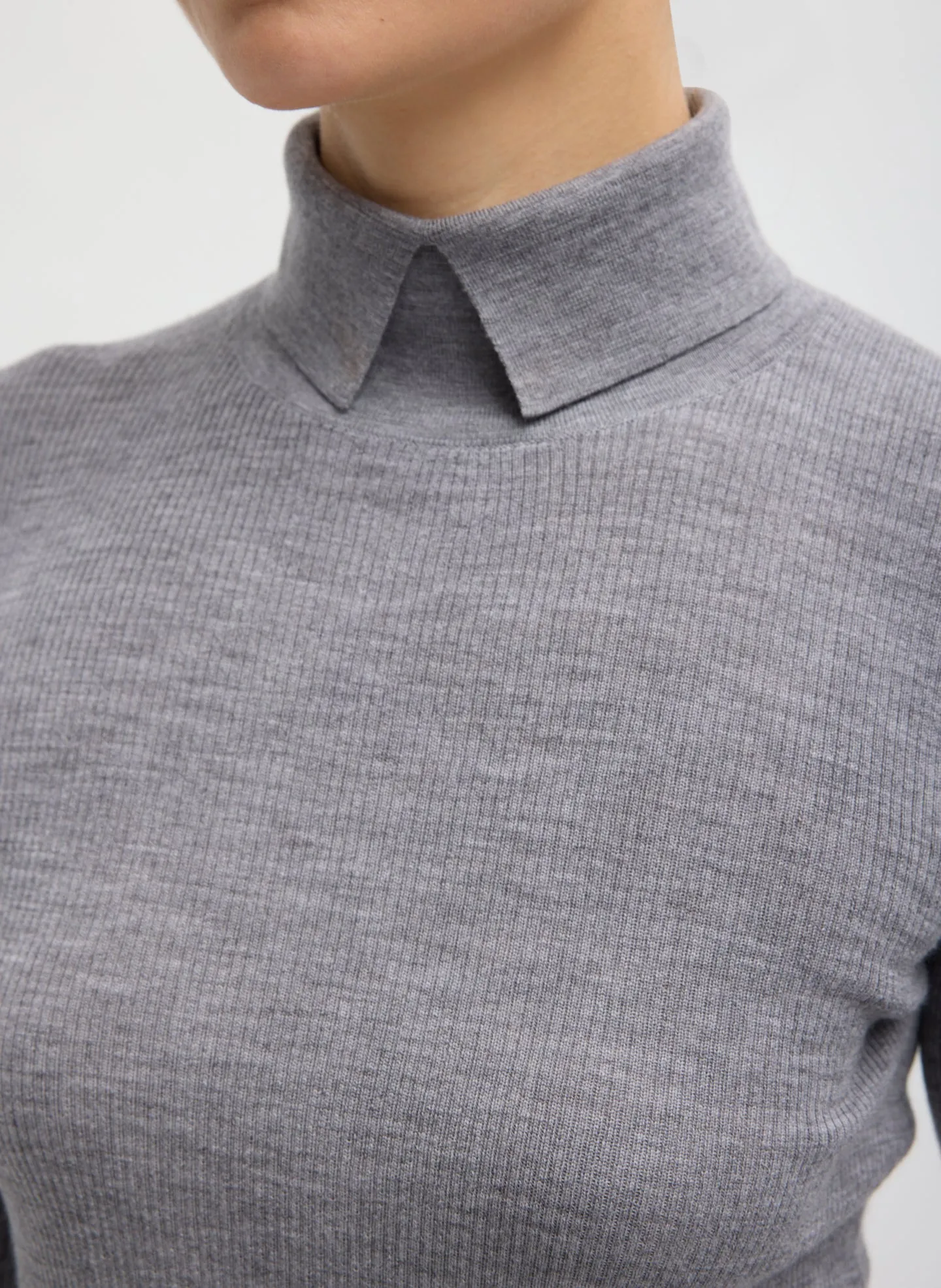 Feather Weight Ribbed Sweater Split Neck Turtleneck sold by Tibi product image thumbnail 5
