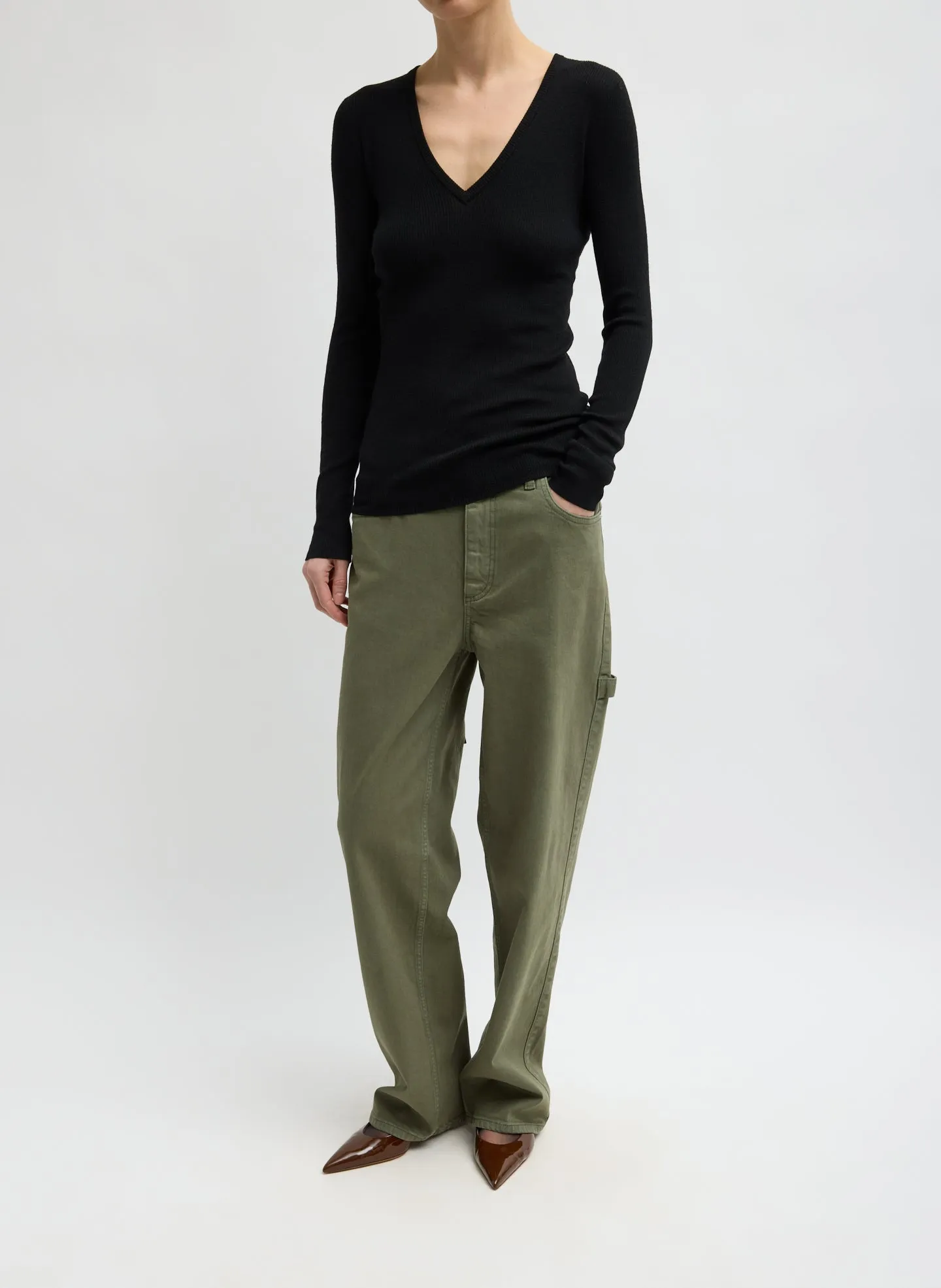 Garment Wash Stretch Twill Slouchy Carpenter Jean sold by Tibi