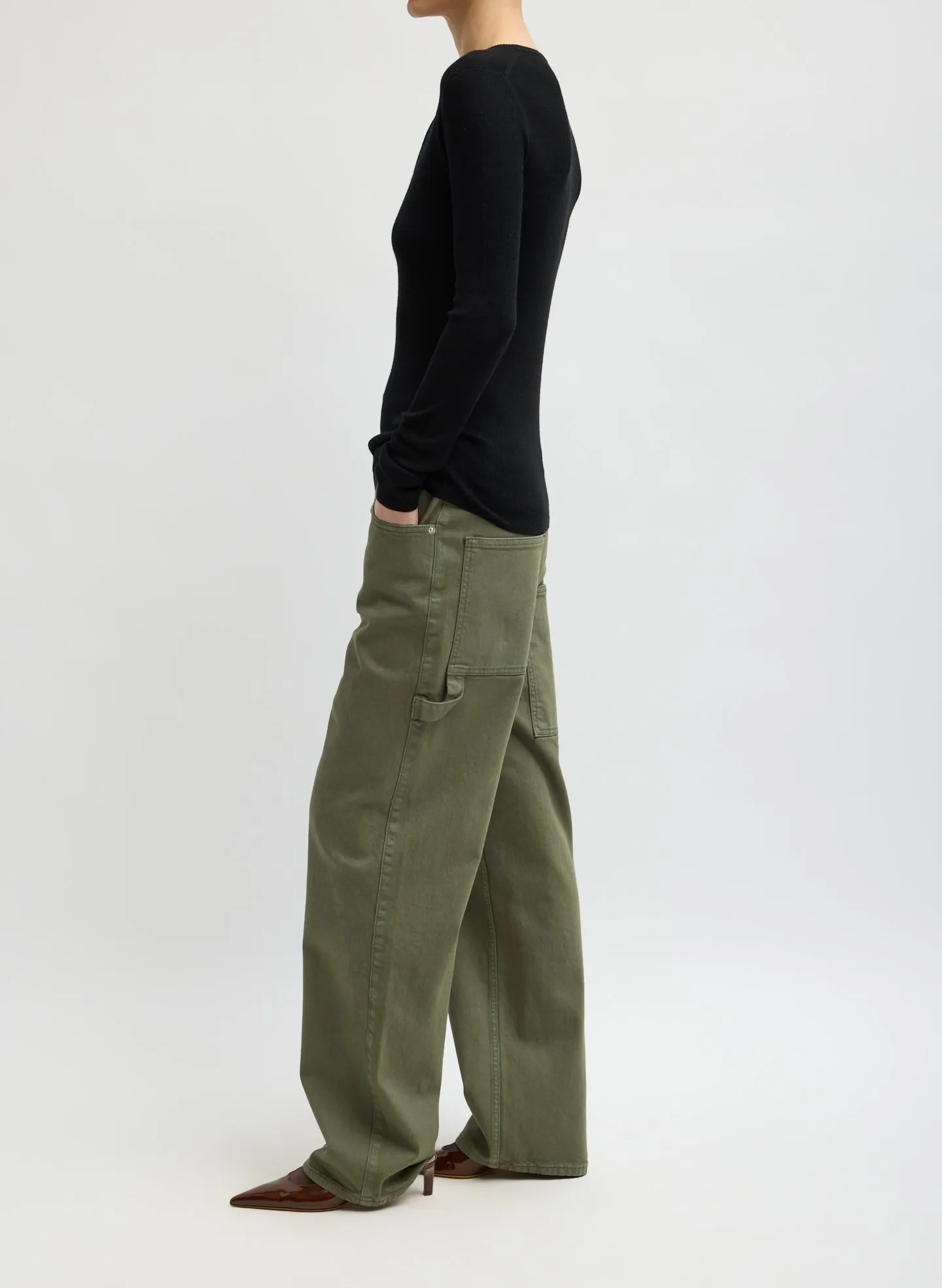 Garment Wash Stretch Twill Slouchy Carpenter Jean sold by Tibi product image thumbnail 2