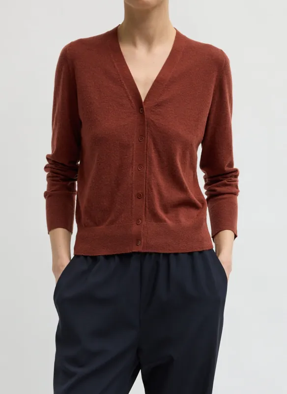 Skinlike Mercerized Wool V-Neck Shrunken Cardigan made by Tibi