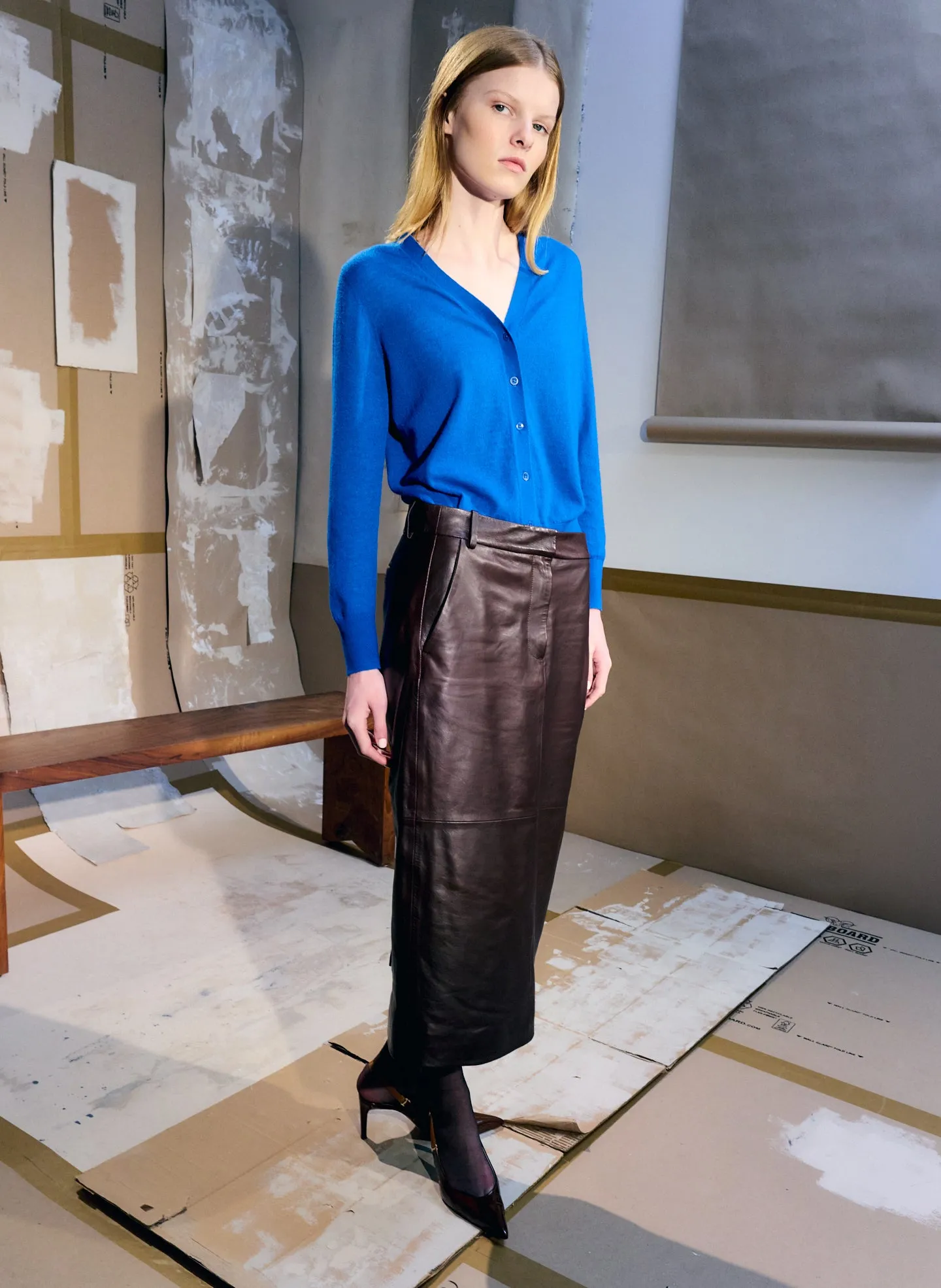 Skinlike Mercerized Wool V-Neck Shrunken Cardigan sold by Tibi product image thumbnail 2