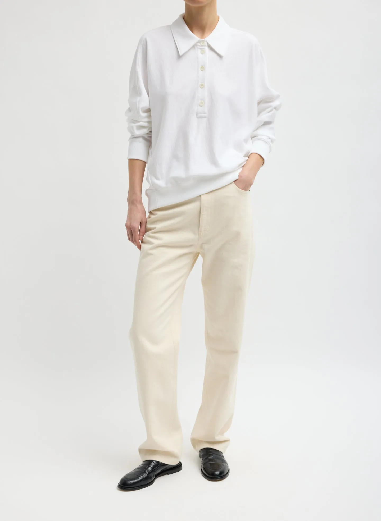 Light Weight Sweatshirting Polo Collar Sweatshirt sold by Tibi product image thumbnail 4