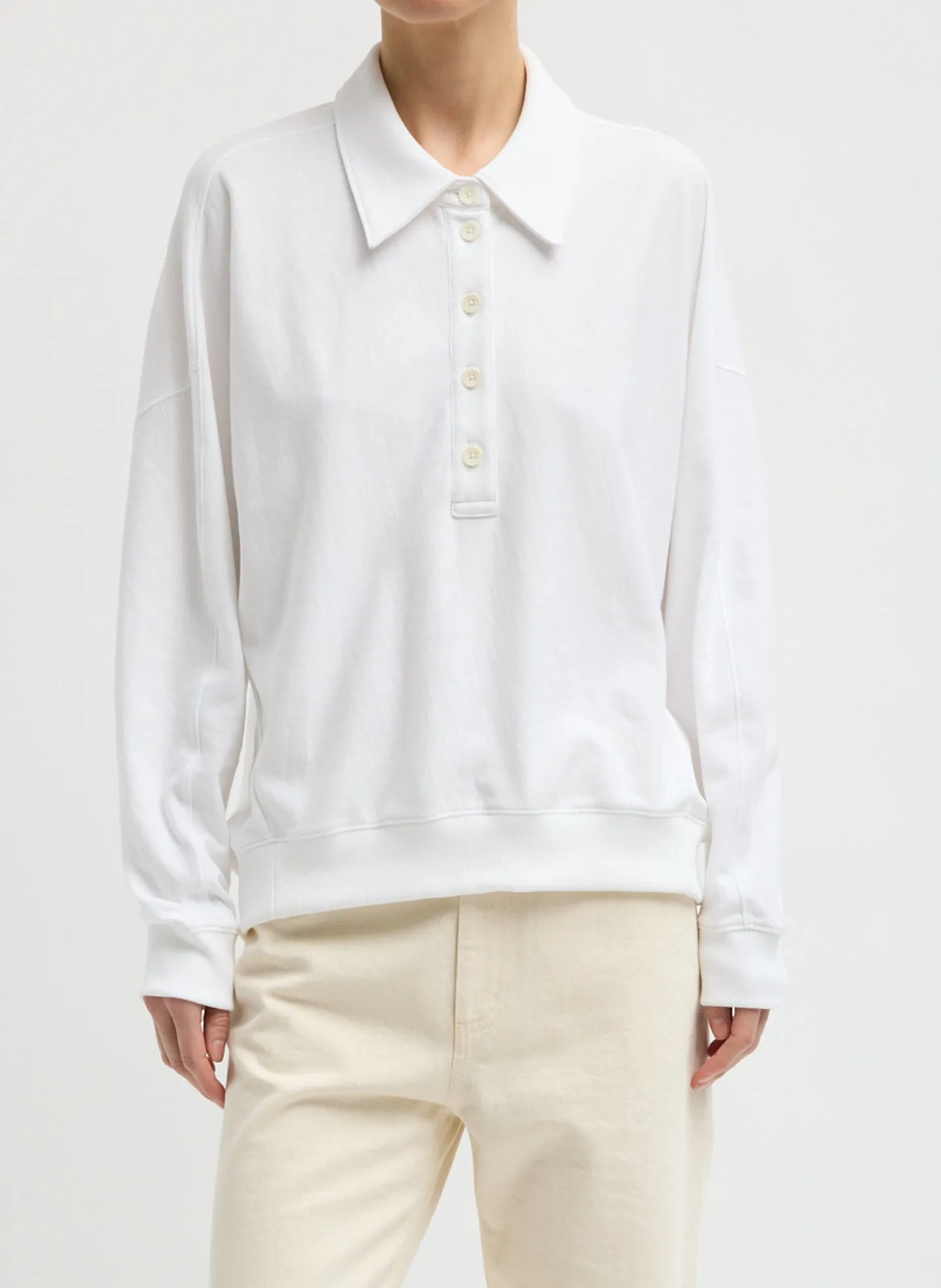Light Weight Sweatshirting Polo Collar Sweatshirt sold by Tibi
