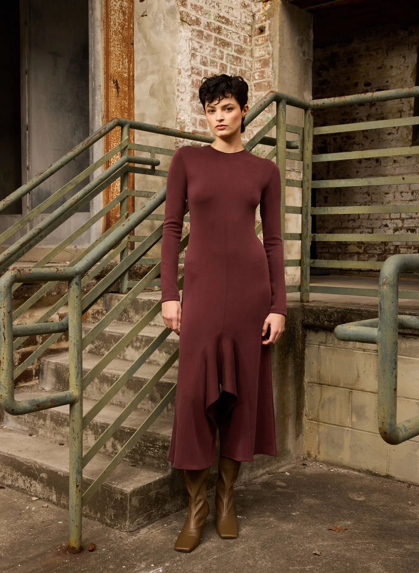 Feather Weight Viscose Neoprene Front Drape Dress sold by Tibi product image thumbnail 2
