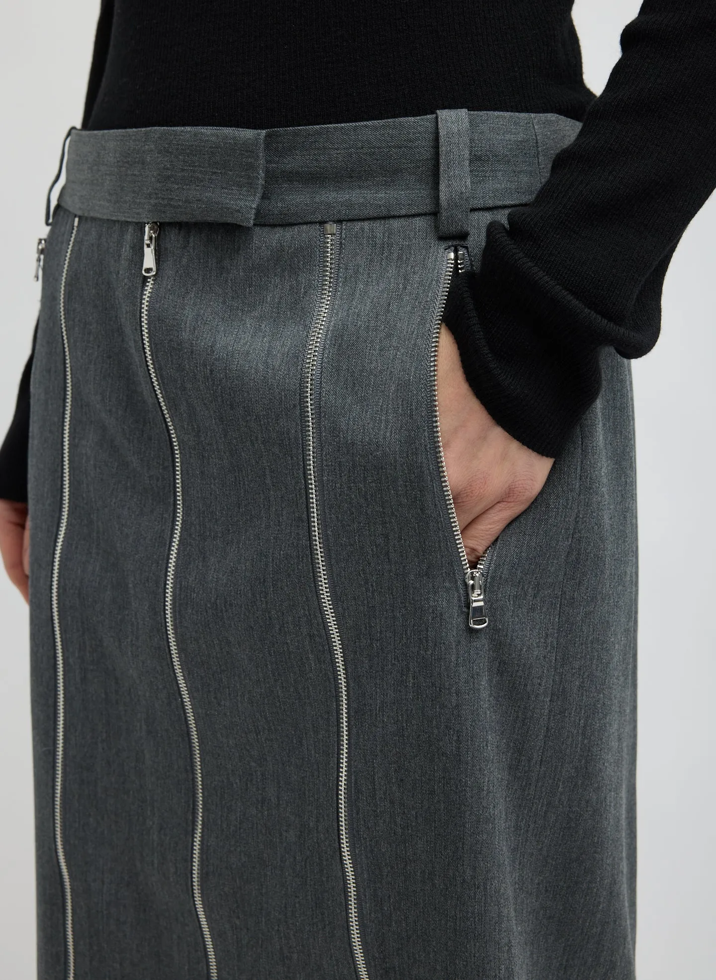 Gossamer Wool Melange Zip Midi Trouser Skirt sold by Tibi product image thumbnail 4