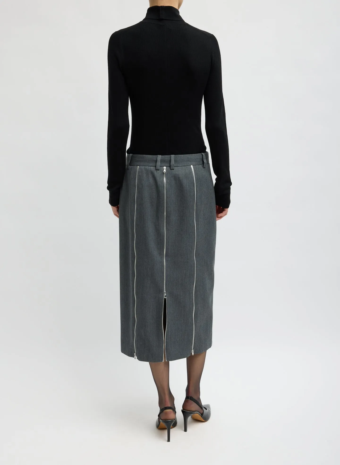 Gossamer Wool Melange Zip Midi Trouser Skirt sold by Tibi product image thumbnail 3