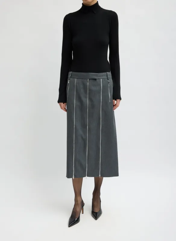 Gossamer Wool Melange Zip Midi Trouser Skirt made by Tibi