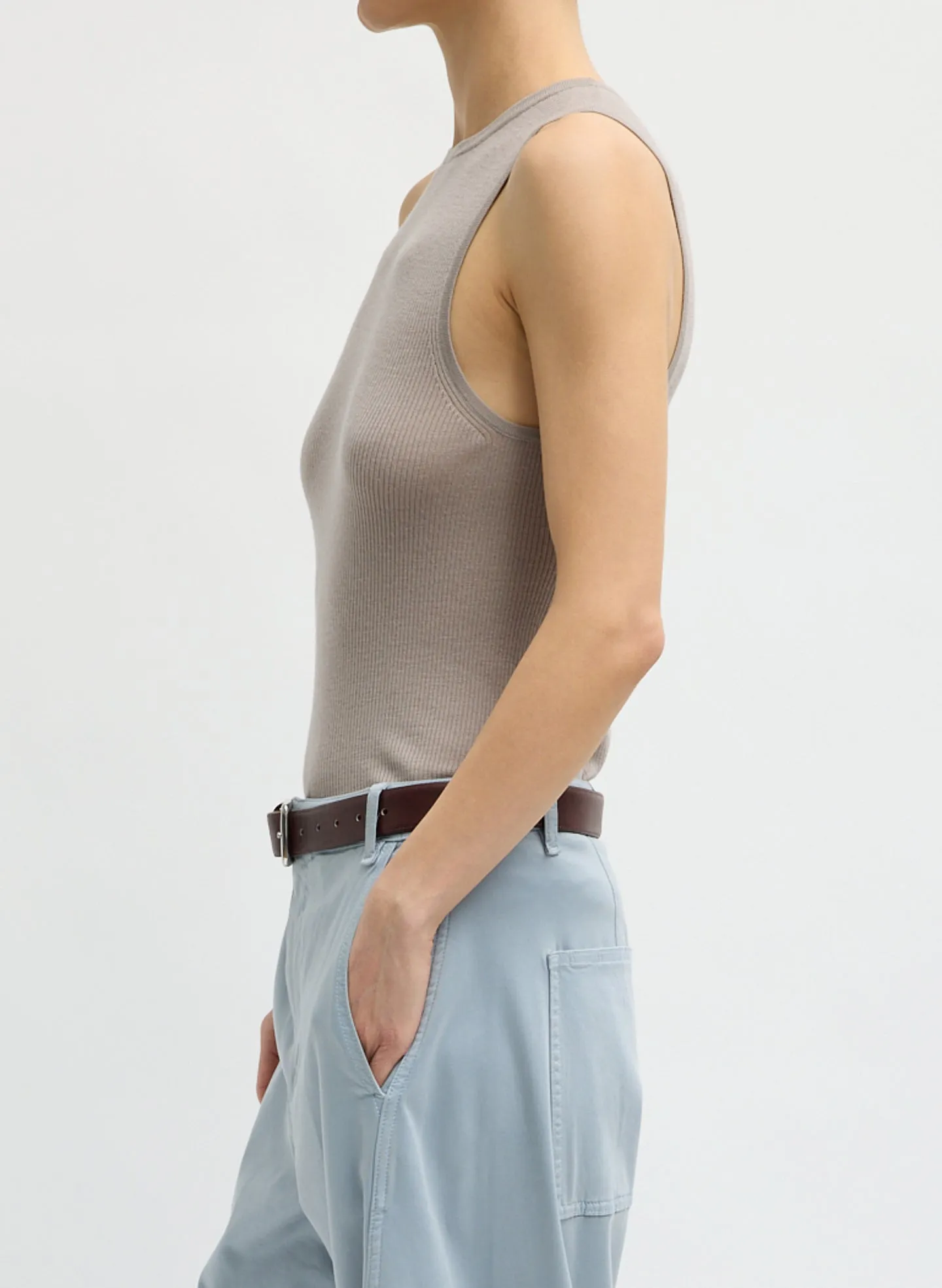 Feather Weight Ribbed Cut Out Tank Top sold by Tibi product image thumbnail 3