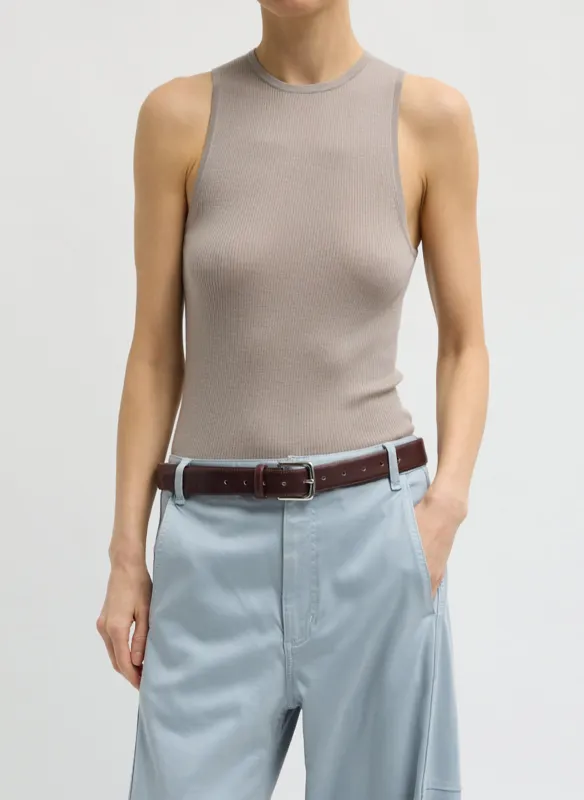 Feather Weight Ribbed Cut Out Tank Top made by Tibi