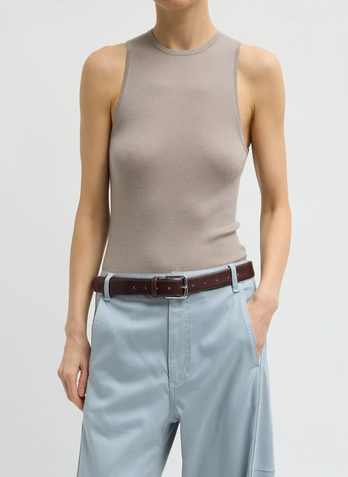 Feather Weight Ribbed Cut Out Tank Top sold by Tibi