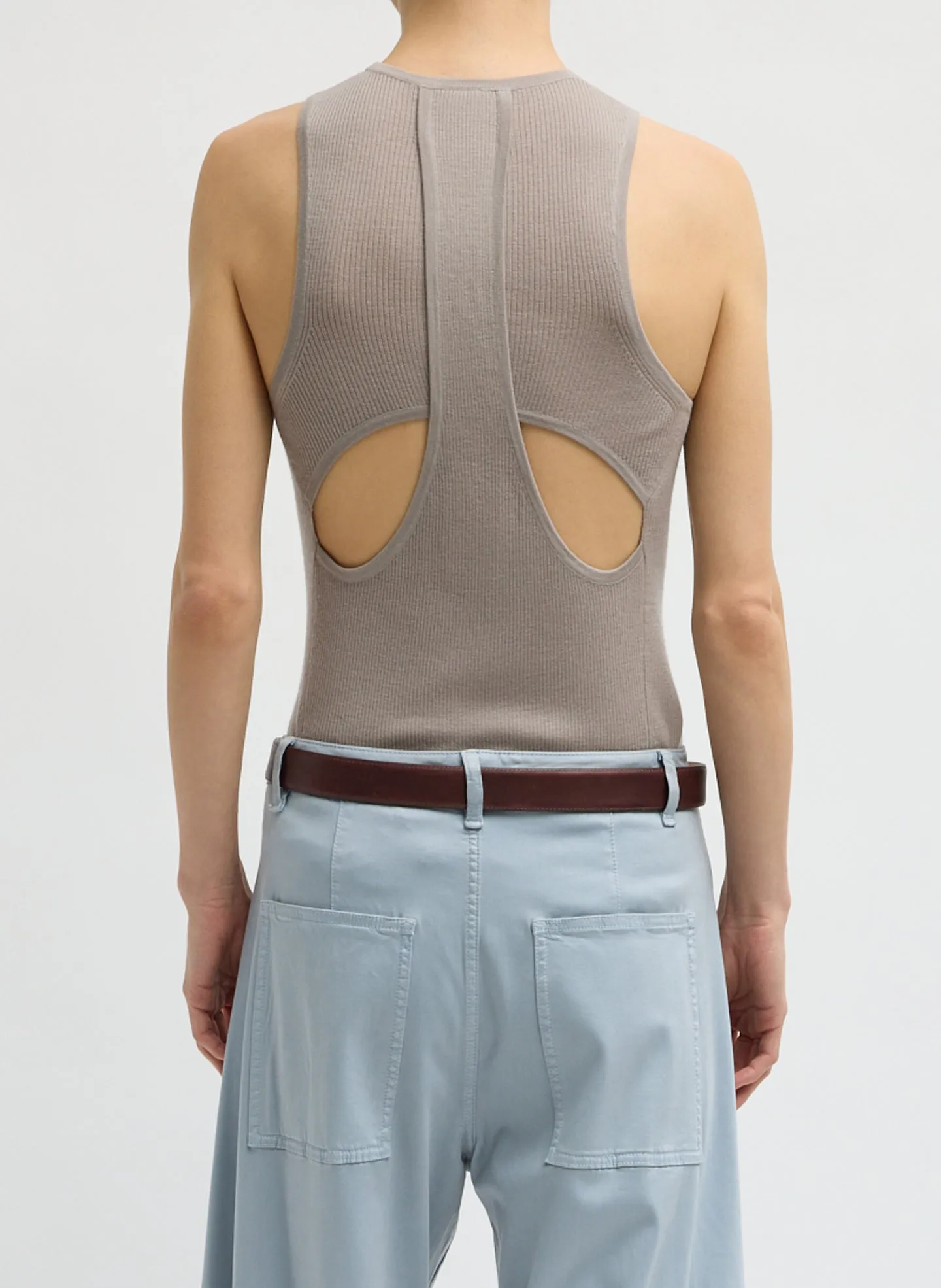 Feather Weight Ribbed Cut Out Tank Top sold by Tibi product image thumbnail 4