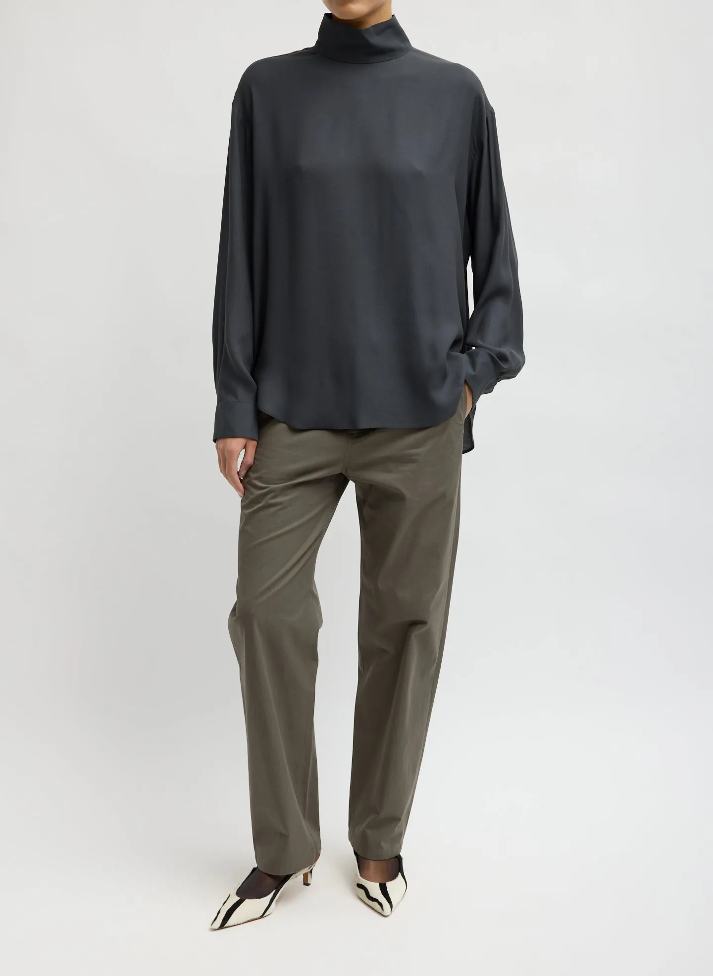 Feather Weight Eco Crepe Funnel Neck Shirt sold by Tibi product image thumbnail 4