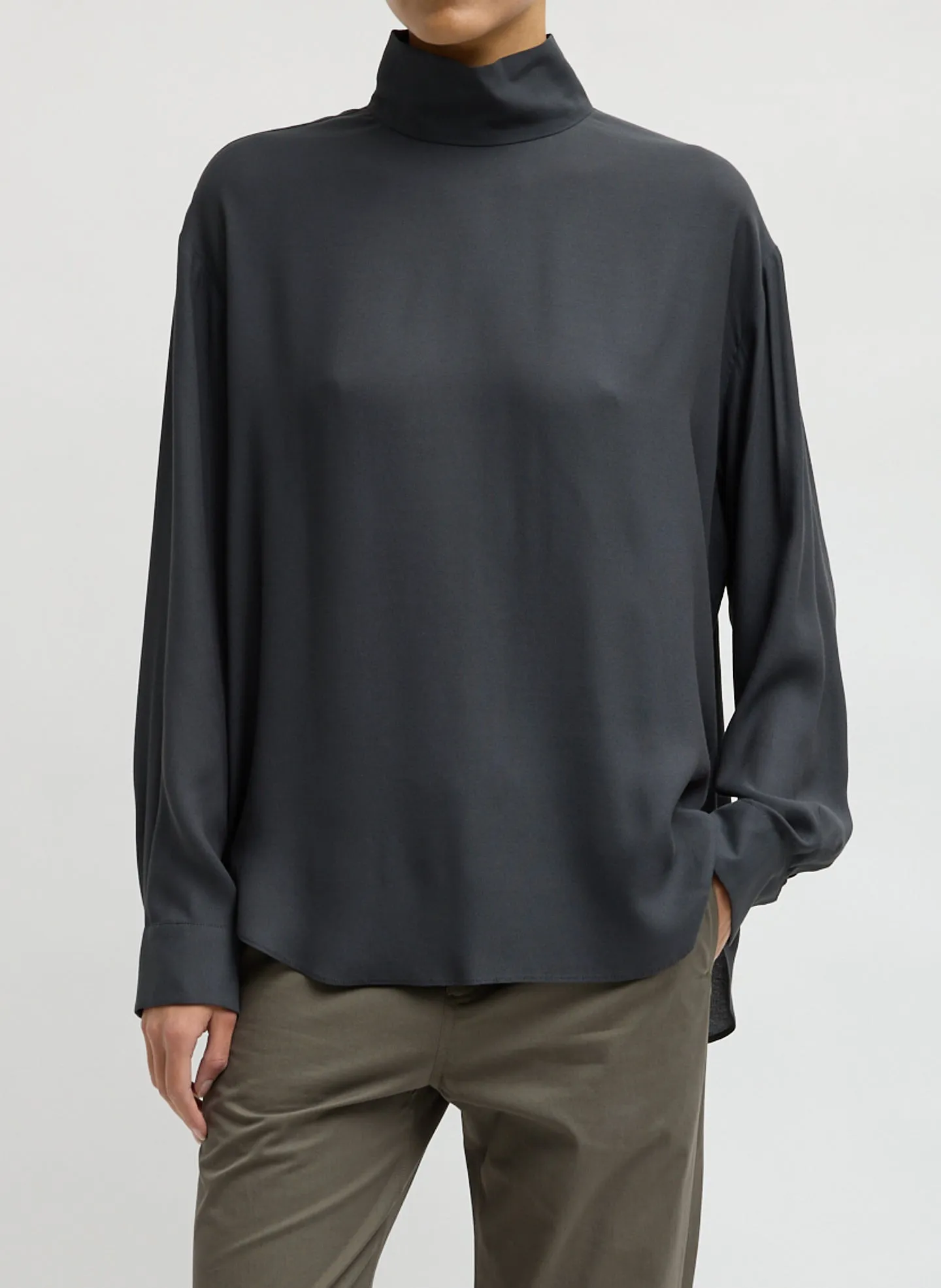 Feather Weight Eco Crepe Funnel Neck Shirt sold by Tibi