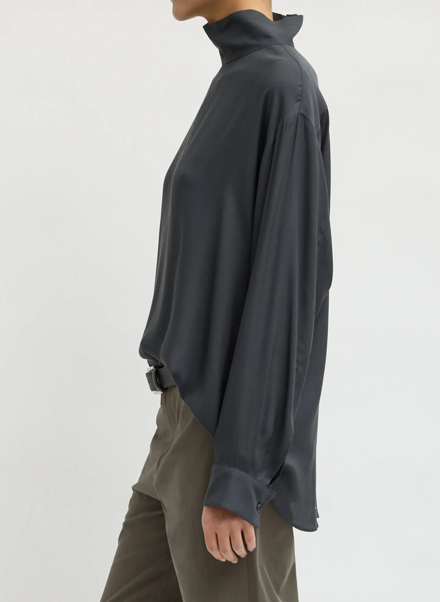 Feather Weight Eco Crepe Funnel Neck Shirt sold by Tibi product image thumbnail 2