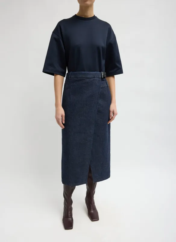 Indigo Denim Double Apron Skirt made by Tibi