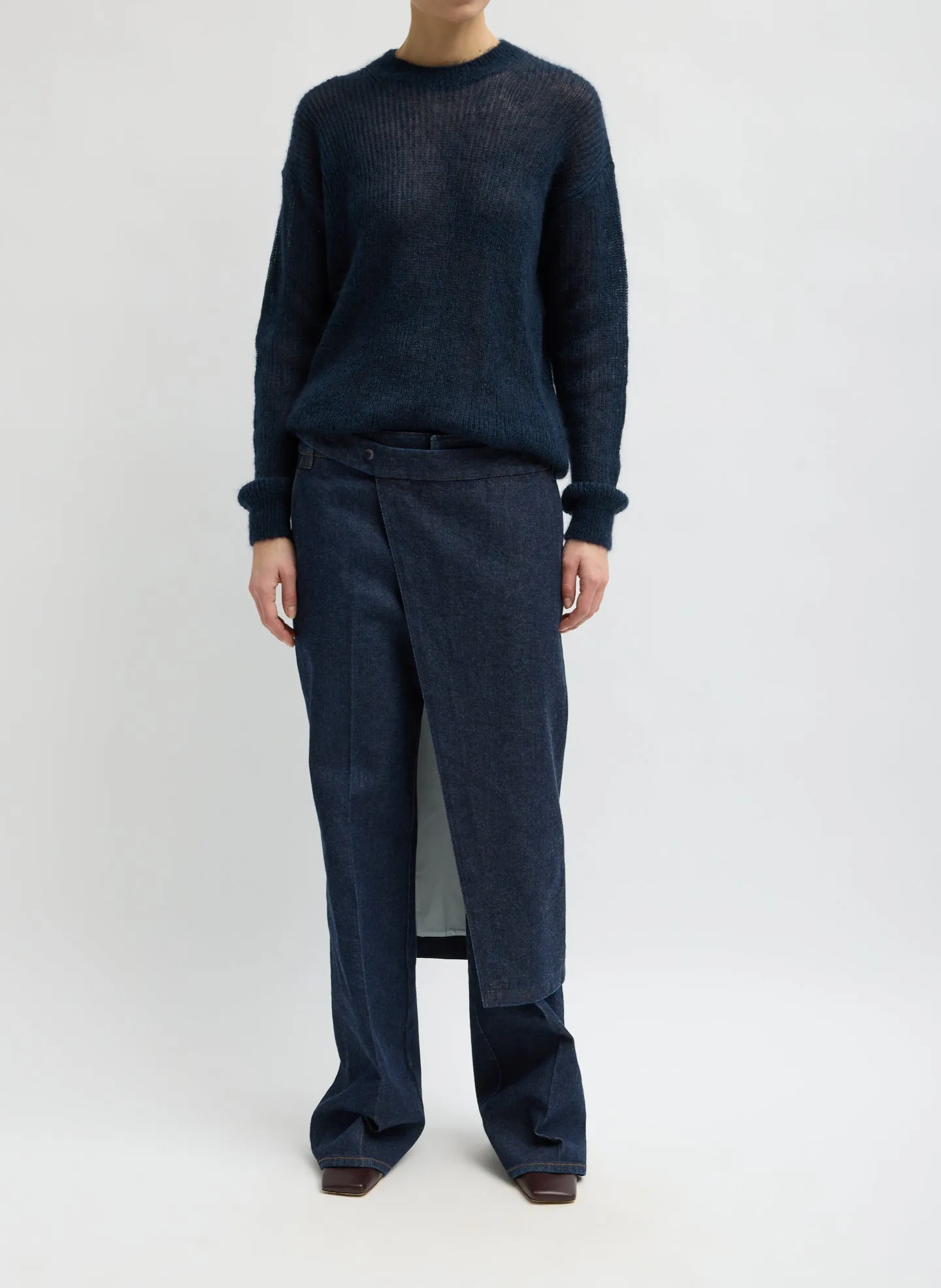 Indigo Denim Double Apron Skirt sold by Tibi product image thumbnail 5