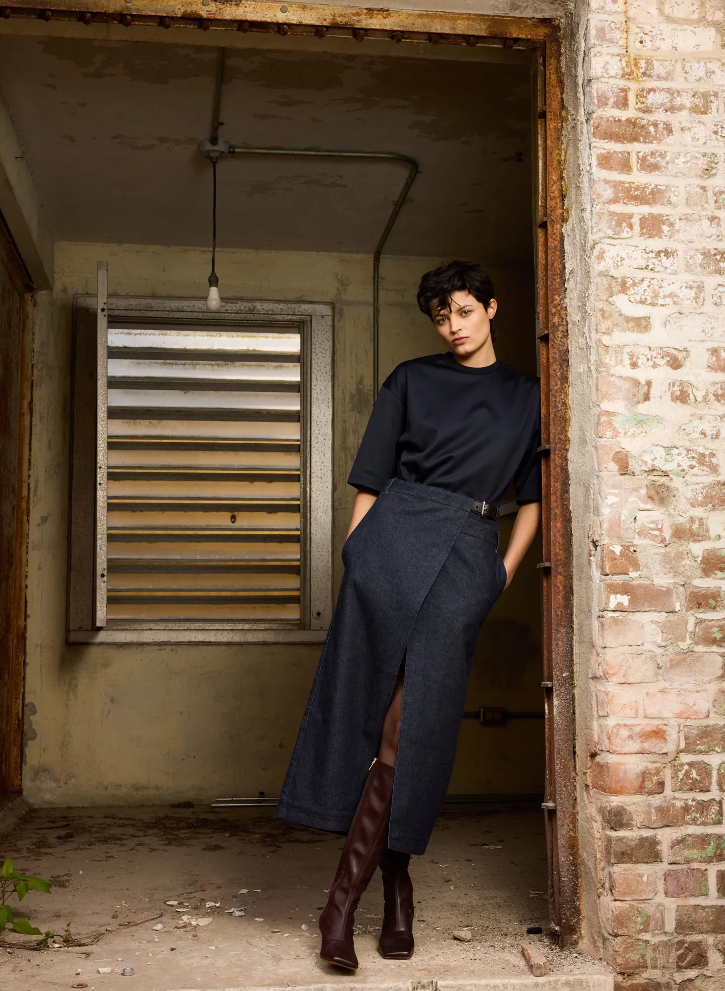 Indigo Denim Double Apron Skirt sold by Tibi product image thumbnail 2