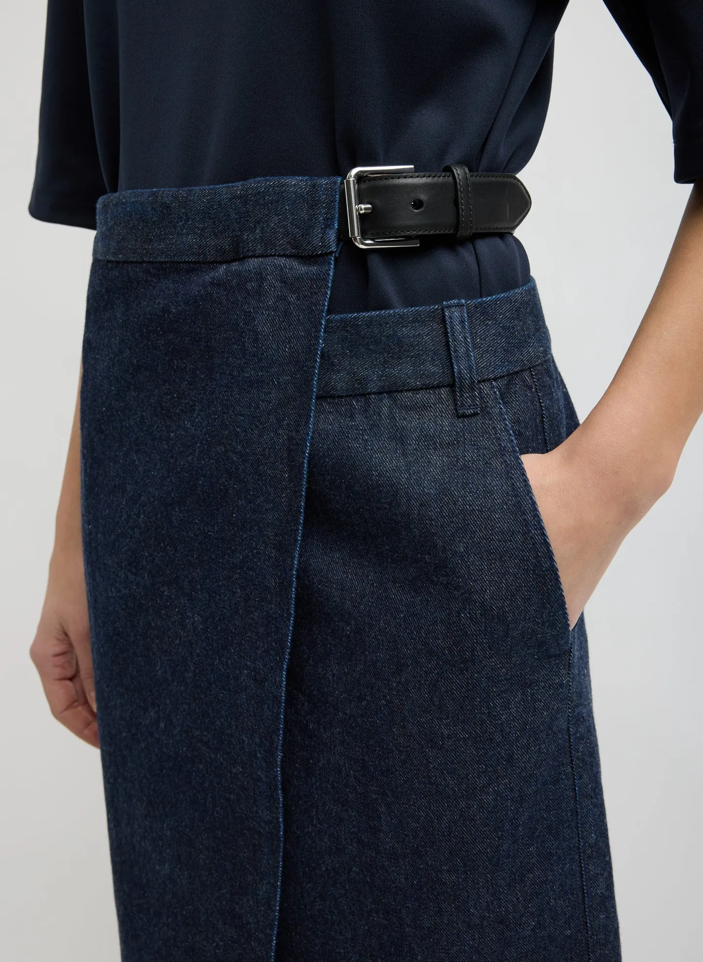 Indigo Denim Double Apron Skirt sold by Tibi product image thumbnail 4