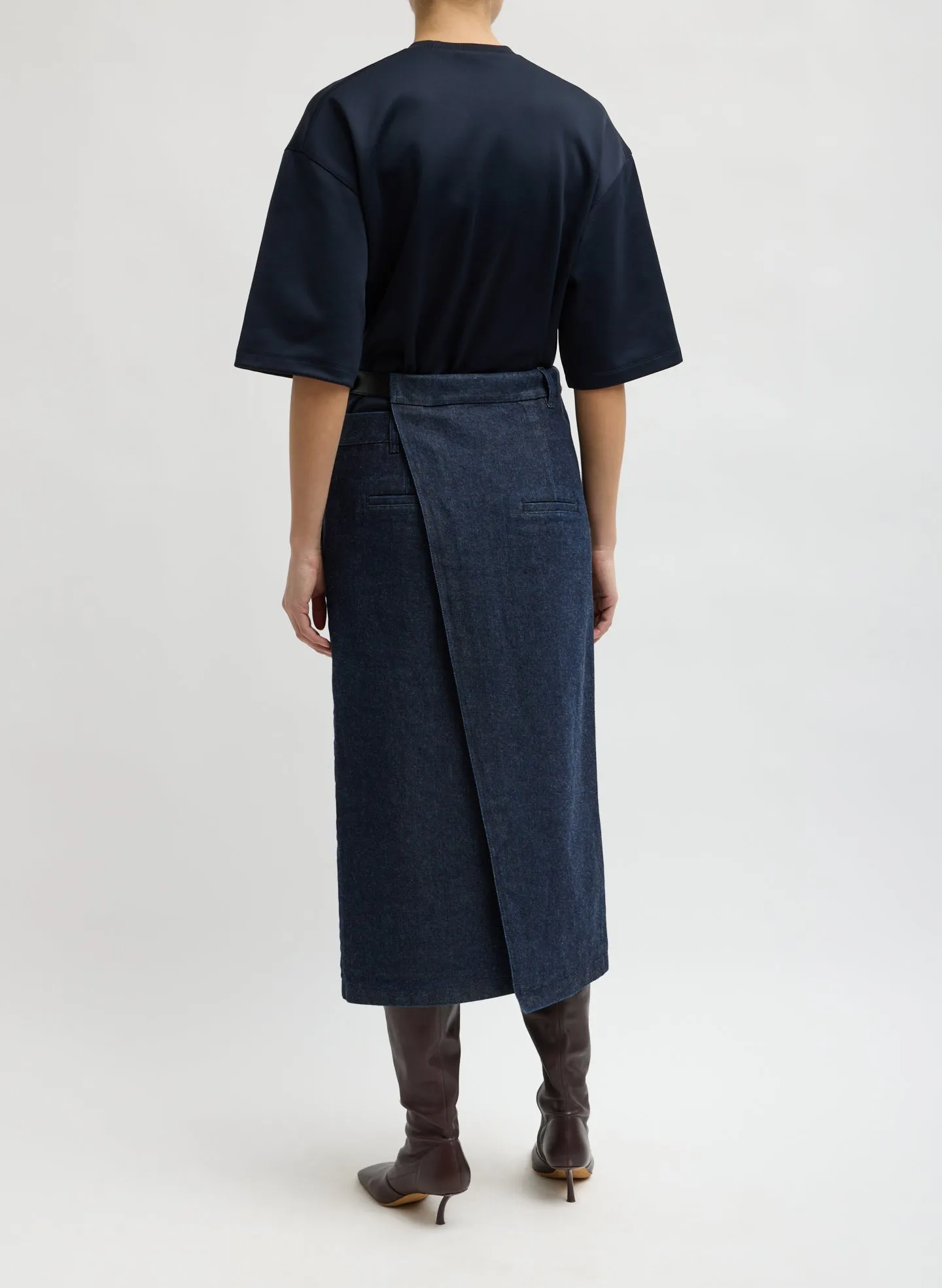 Indigo Denim Double Apron Skirt sold by Tibi product image thumbnail 3