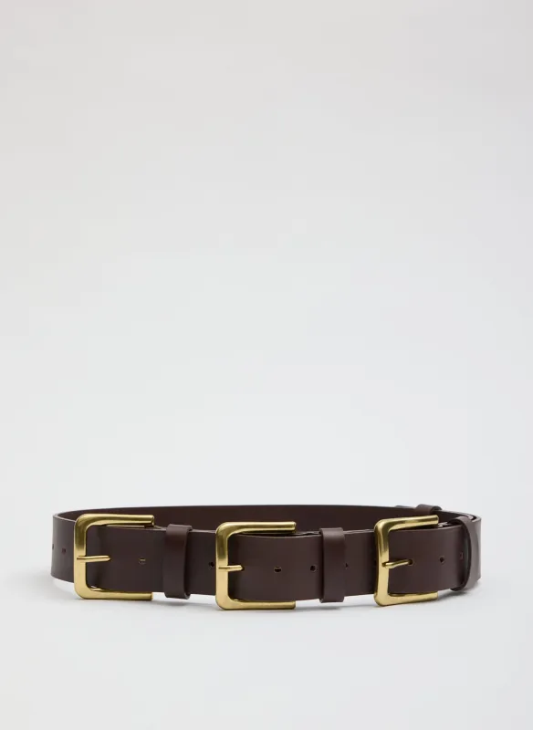 Triple Buckle Arthur Leather Belt made by Tibi