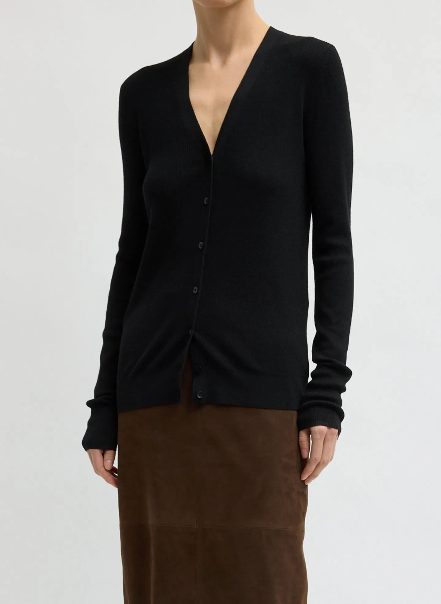 Feather Weight Ribbed V-Neck Slim Cardigan sold by Tibi