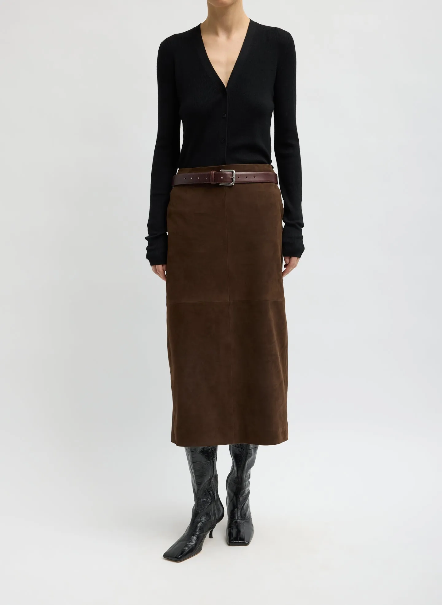 Feather Weight Ribbed V-Neck Slim Cardigan sold by Tibi product image thumbnail 4