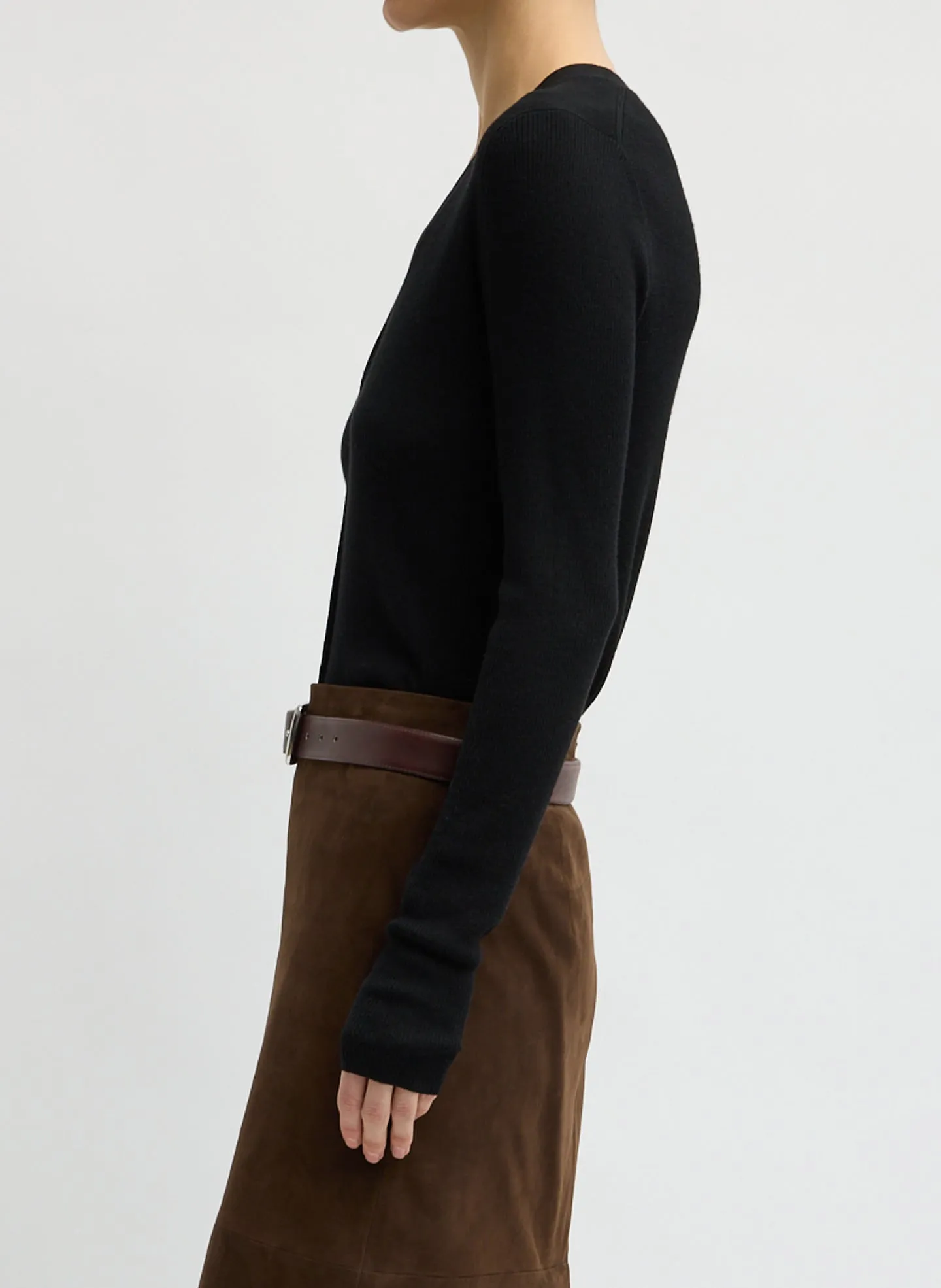 Feather Weight Ribbed V-Neck Slim Cardigan sold by Tibi product image thumbnail 2