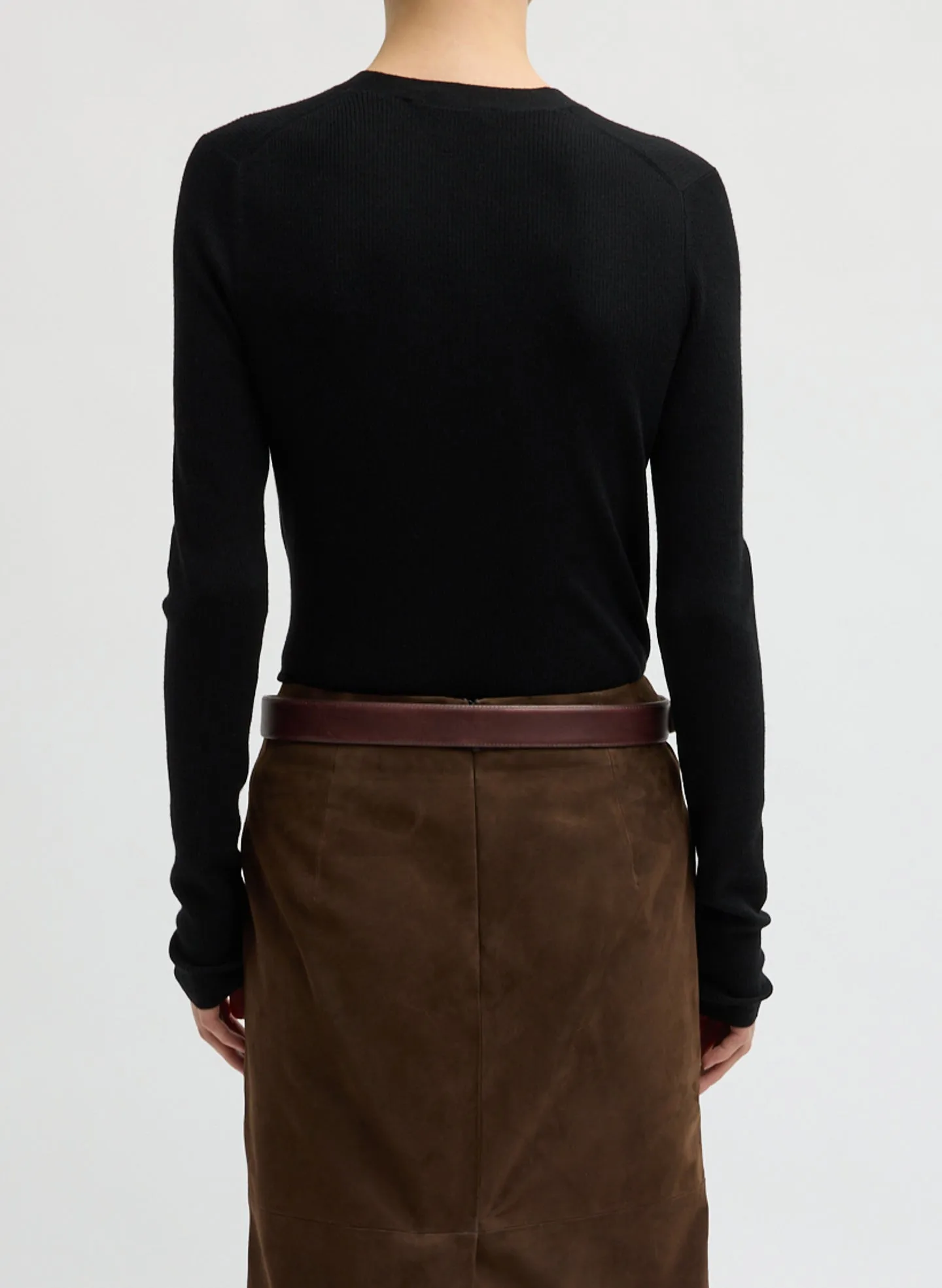 Feather Weight Ribbed V-Neck Slim Cardigan sold by Tibi product image thumbnail 3