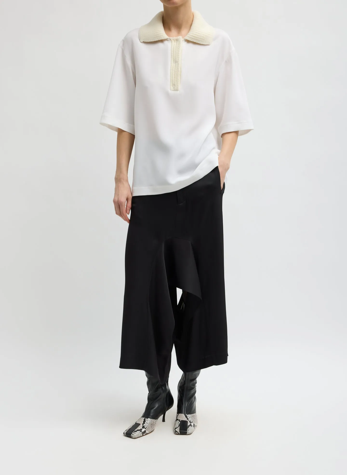 Strech Silk Nylon Knit Collar Cocoon Top sold by Tibi product image thumbnail 4