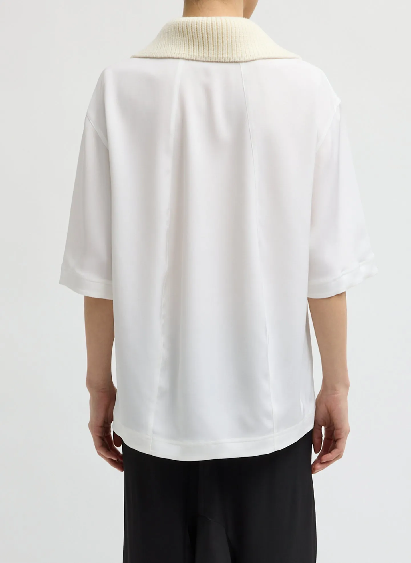Strech Silk Nylon Knit Collar Cocoon Top sold by Tibi product image thumbnail 3