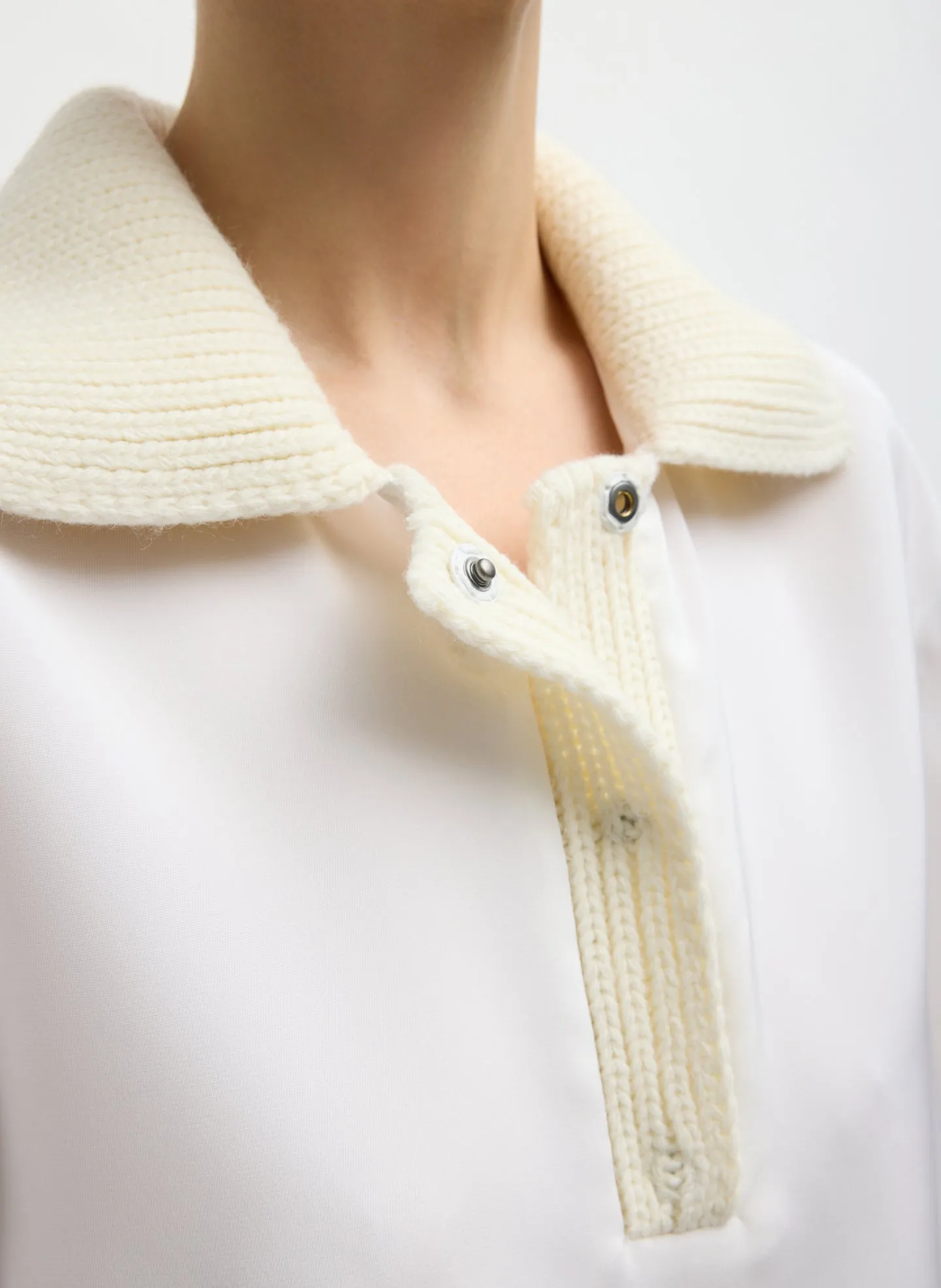 Strech Silk Nylon Knit Collar Cocoon Top sold by Tibi product image thumbnail 5