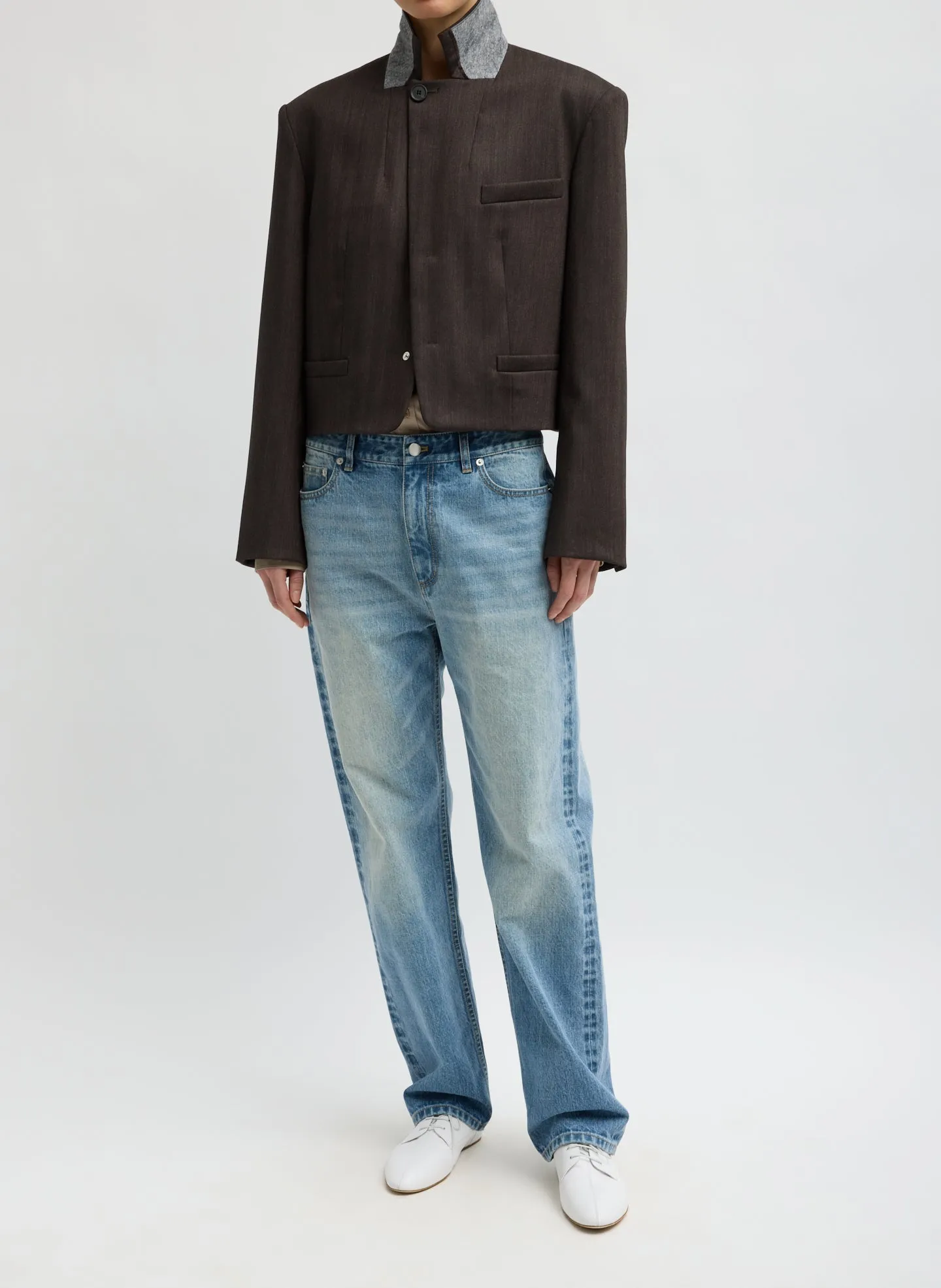 Herringbone Suiting Cropped Blazer sold by Tibi product image thumbnail 5