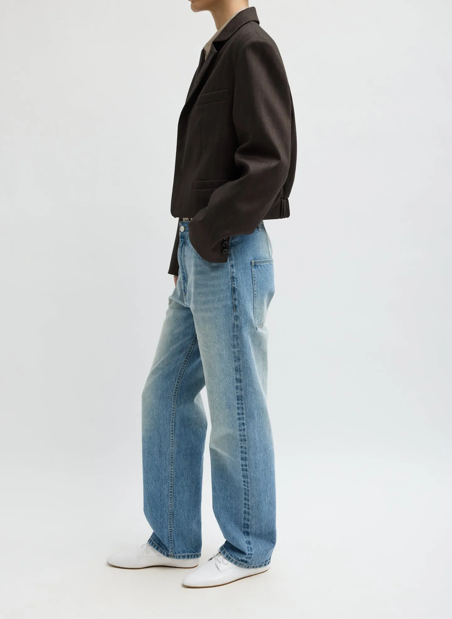 Herringbone Suiting Cropped Blazer sold by Tibi product image thumbnail 3