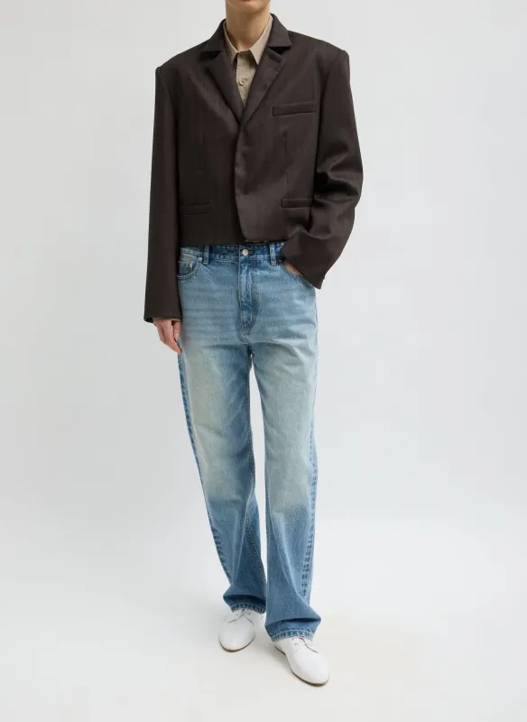 Herringbone Suiting Cropped Blazer made by Tibi