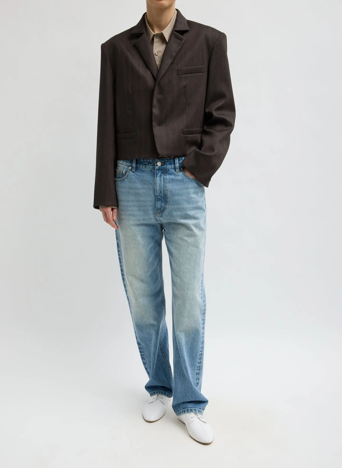 Herringbone Suiting Cropped Blazer sold by Tibi