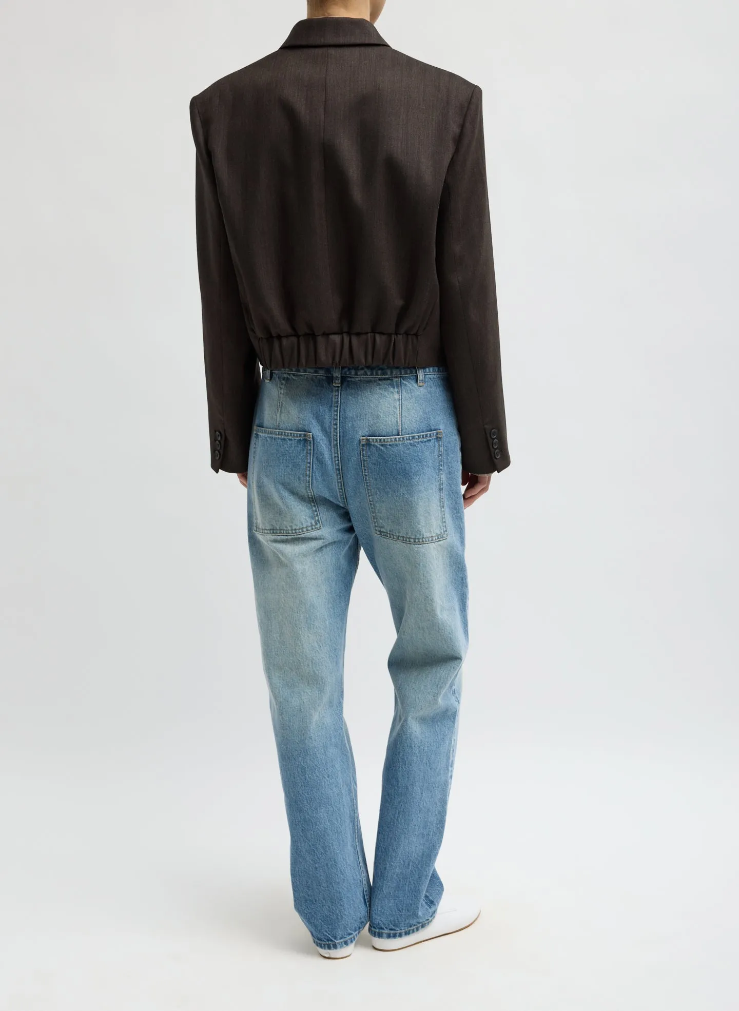 Herringbone Suiting Cropped Blazer sold by Tibi product image thumbnail 4