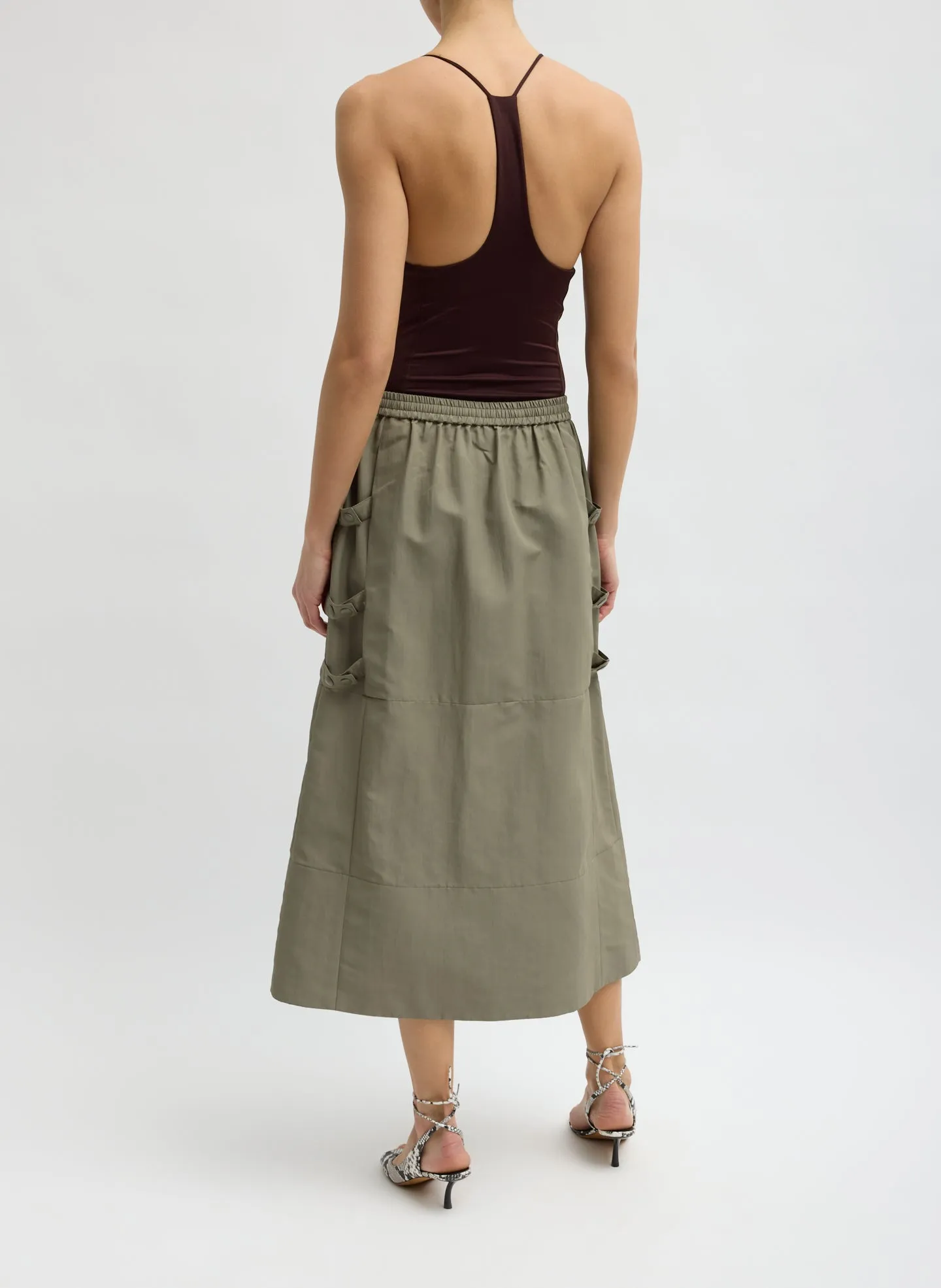 Techy Twill Pull On Midi Skirt sold by Tibi product image thumbnail 2