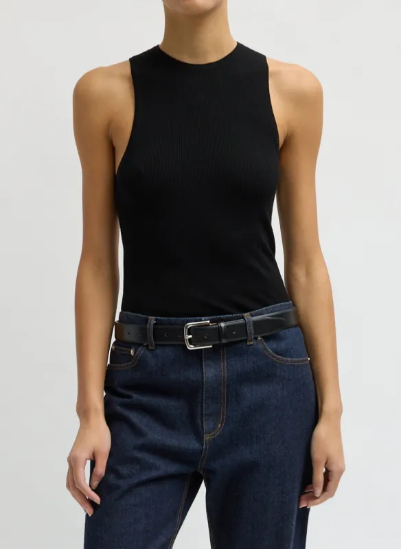 Feather Weight Ribbed Cut Out Tank Top made by Tibi