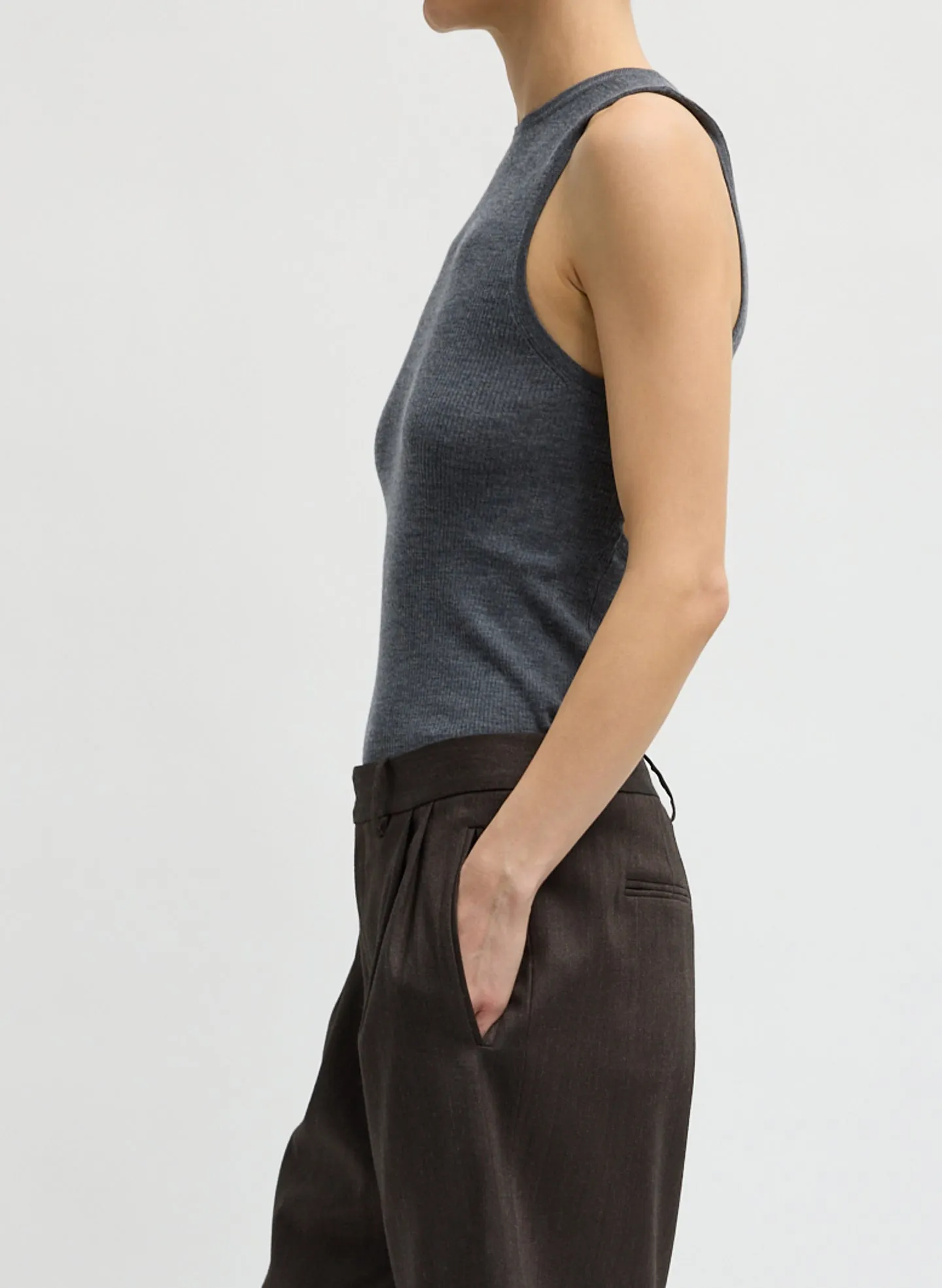Feather Weight Ribbed Cut Out Tank Top sold by Tibi product image thumbnail 2