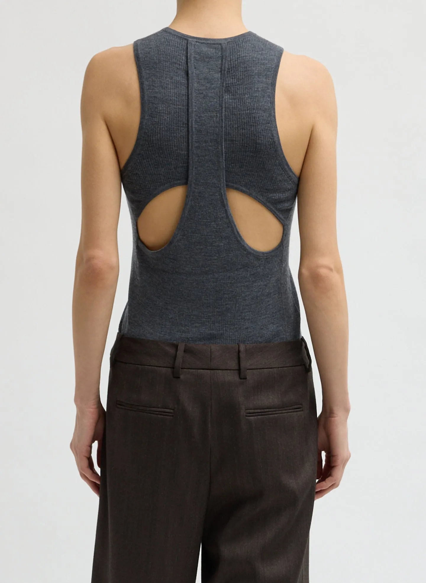 Feather Weight Ribbed Cut Out Tank Top sold by Tibi product image thumbnail 3