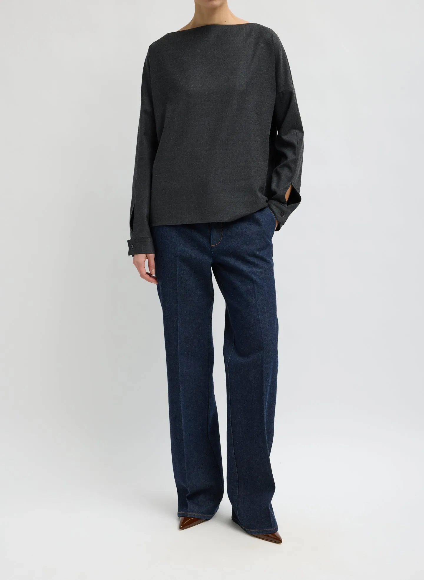 Cozy Flannel Boatneck Dolman Sleeve Top sold by Tibi product image thumbnail 5