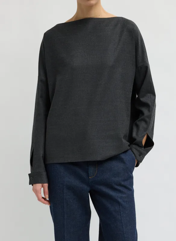 Cozy Flannel Boatneck Dolman Sleeve Top made by Tibi