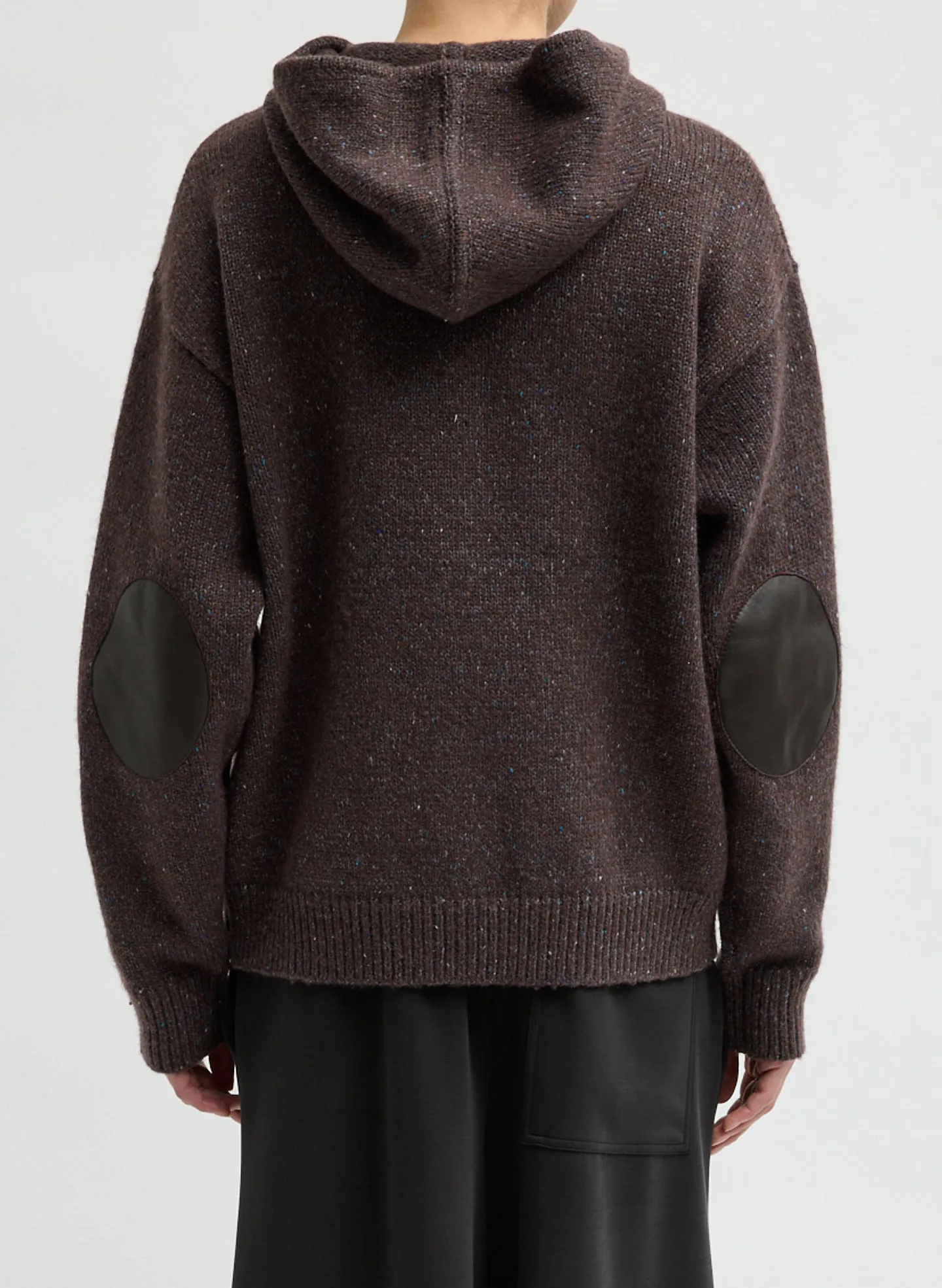 Speckled Tweed Zip Up Hoodie with Leather Patch sold by Tibi product image thumbnail 3