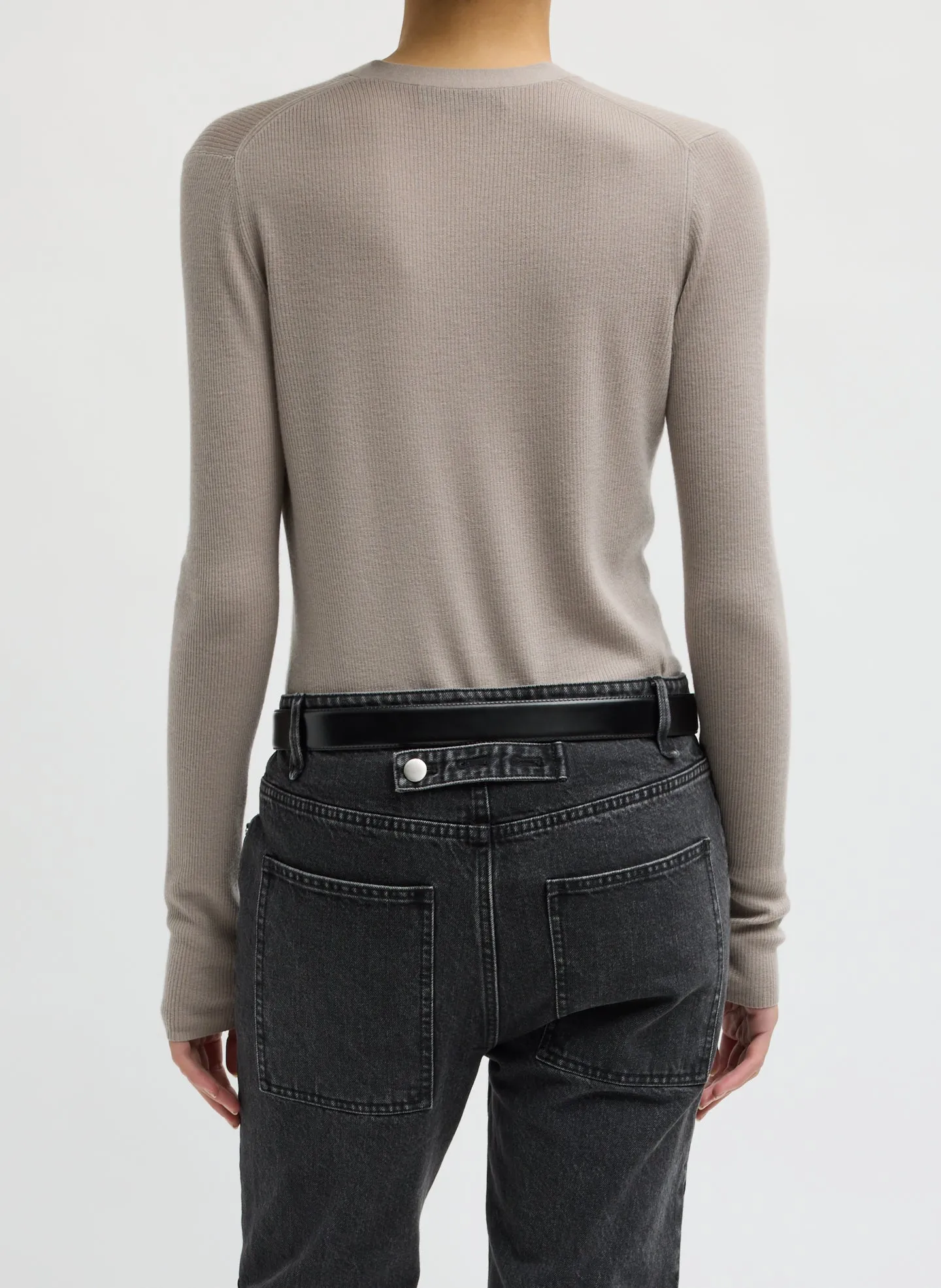 Feather Weight Ribbed V-Neck Slim Cardigan sold by Tibi product image thumbnail 3