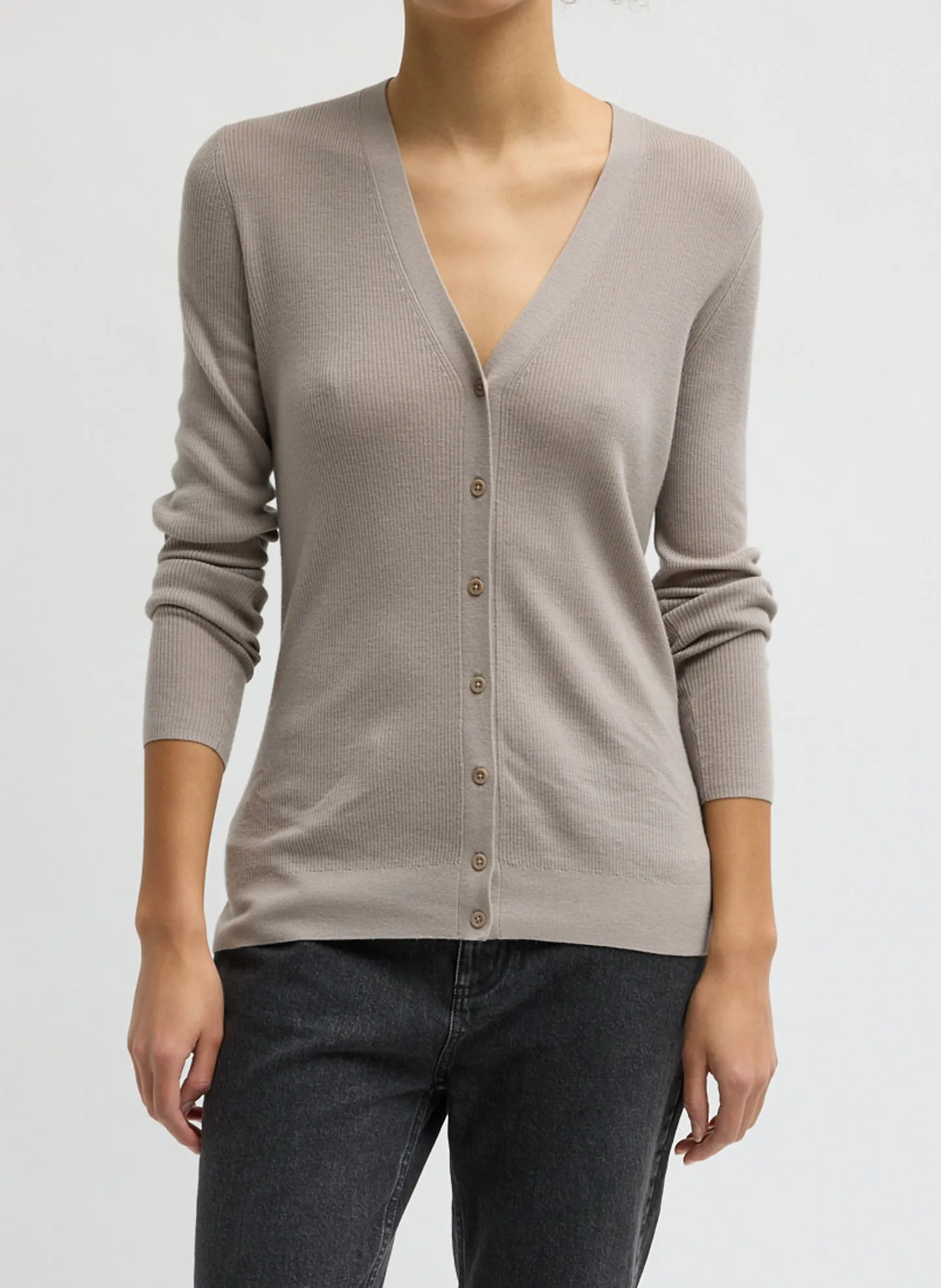 Feather Weight Ribbed V-Neck Slim Cardigan sold by Tibi