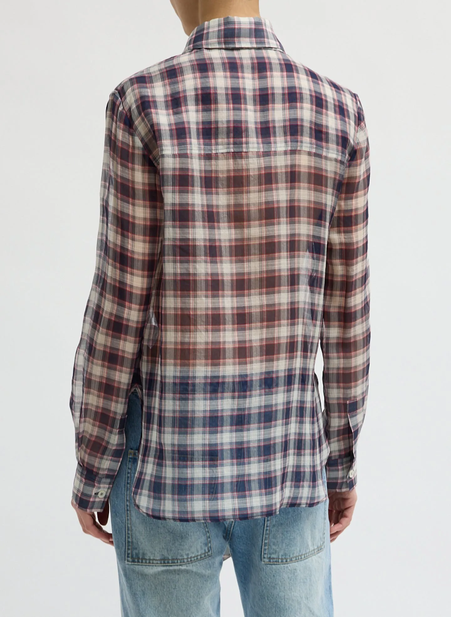Silk Cotton Plaid Blouse with Removable Tie sold by Tibi product image thumbnail 3