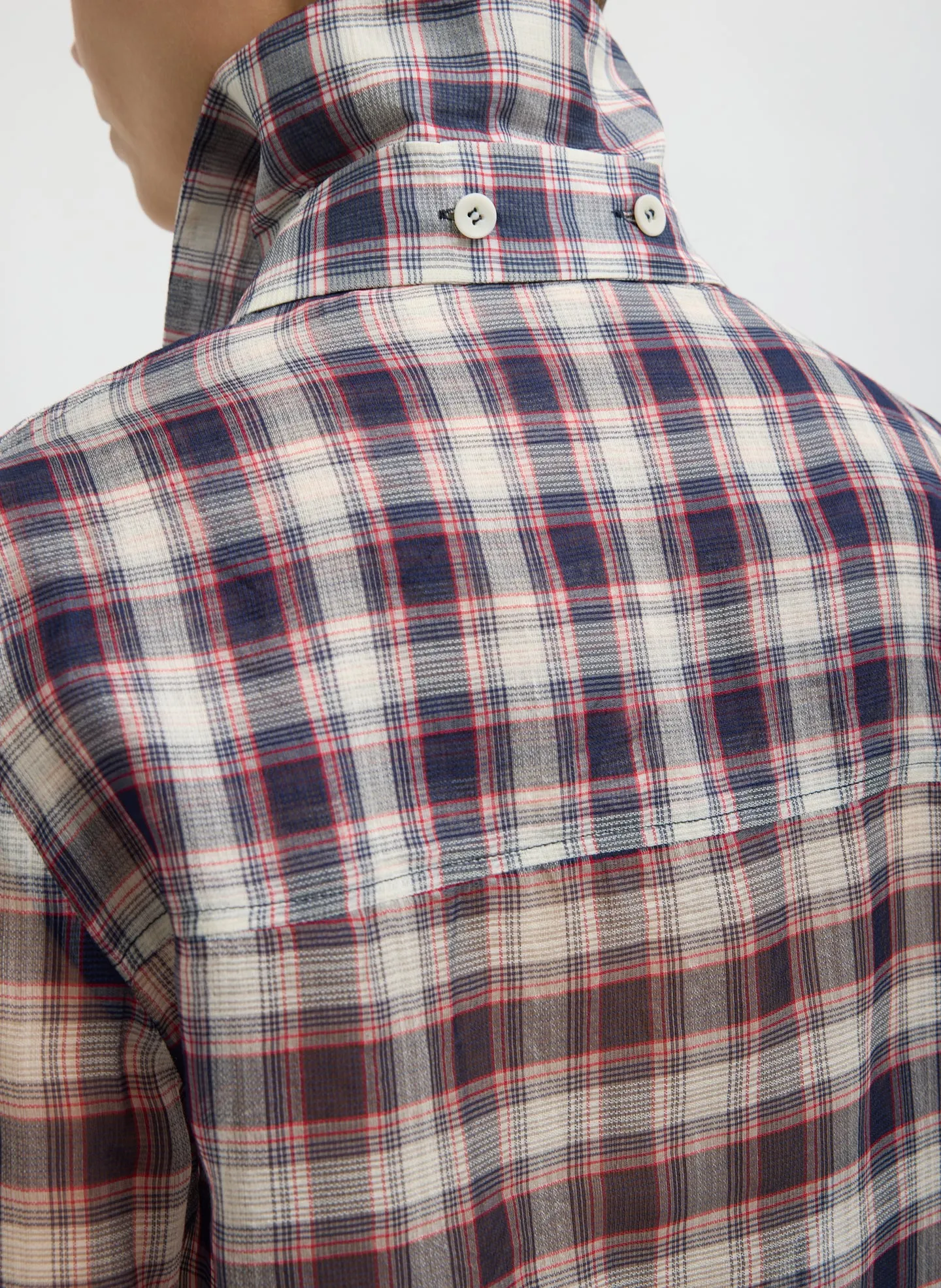 Silk Cotton Plaid Blouse with Removable Tie sold by Tibi product image thumbnail 5