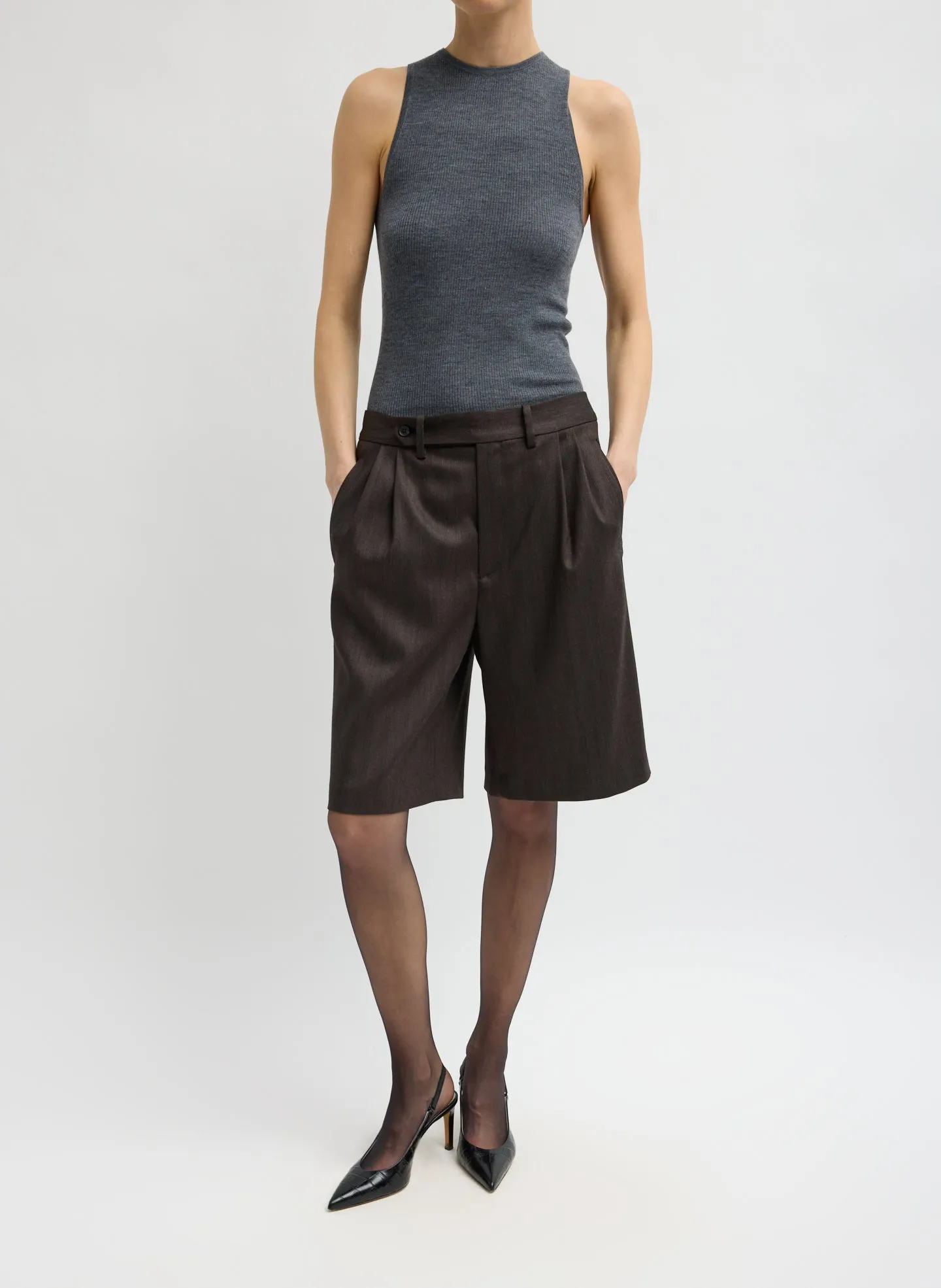 Herringbone Suiting Trouser Short sold by Tibi product image thumbnail 2