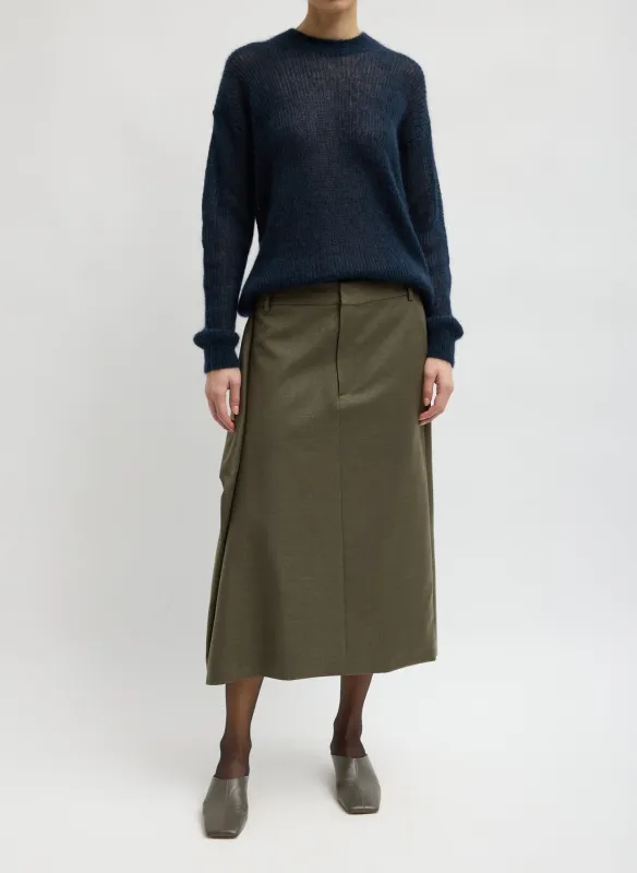Cozy Flannel Midi Trouser Skirt with Side Drape made by Tibi