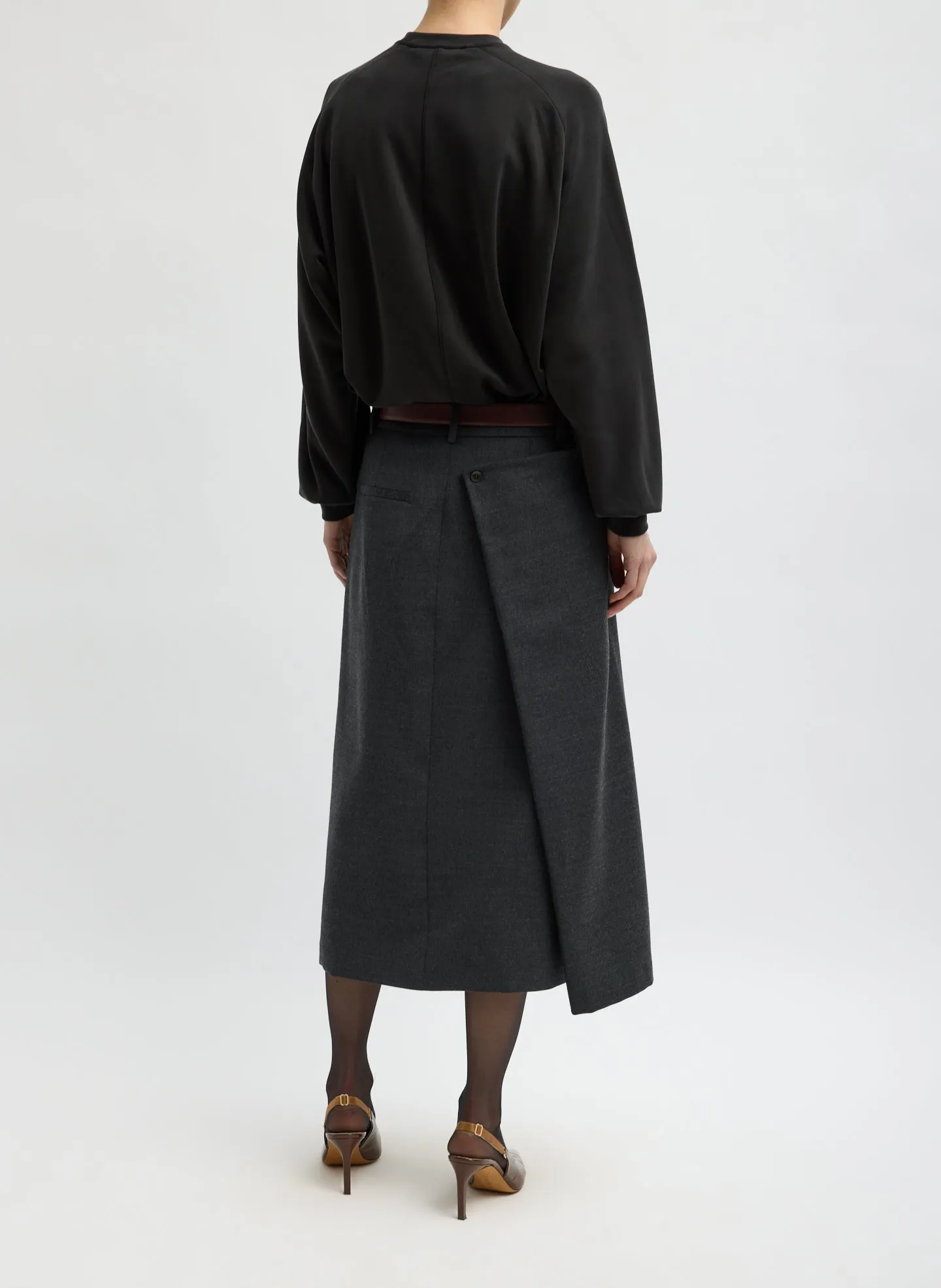 Cozy Flannel Midi Trouser Skirt with Side Drape sold by Tibi product image thumbnail 4